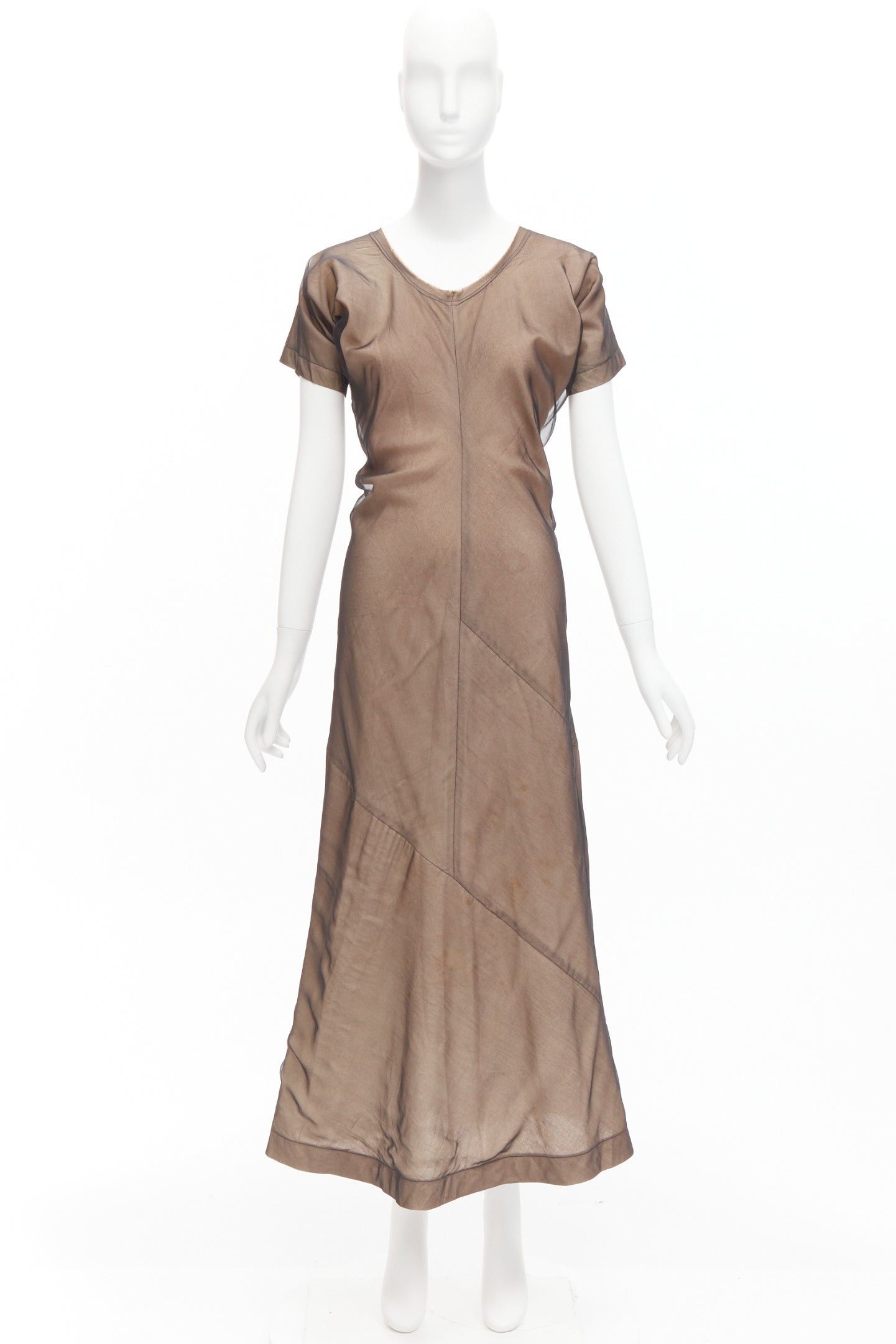 Comme des Garcons COMME DES GARCONS Vintage nude black sheer overlay A-line bias dress S Cindy Sherman Size S / US 4 / IT 40 - 10 Thumbnail