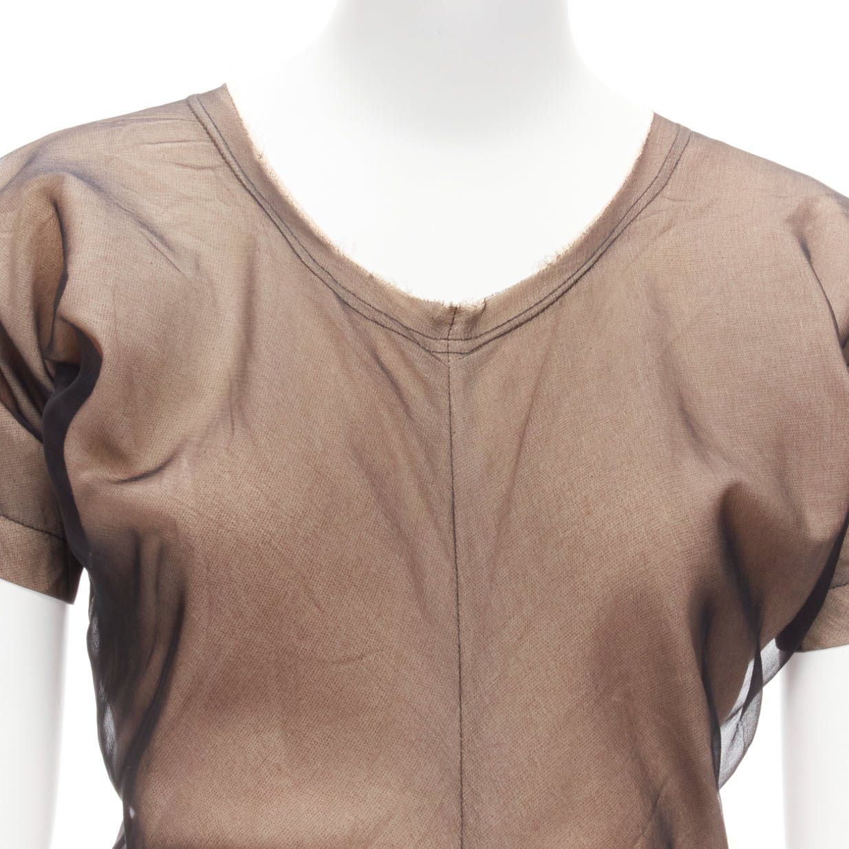 Comme des Garcons COMME DES GARCONS Vintage nude black sheer overlay A-line bias dress S Cindy Sherman Size S / US 4 / IT 40 - 7 Thumbnail