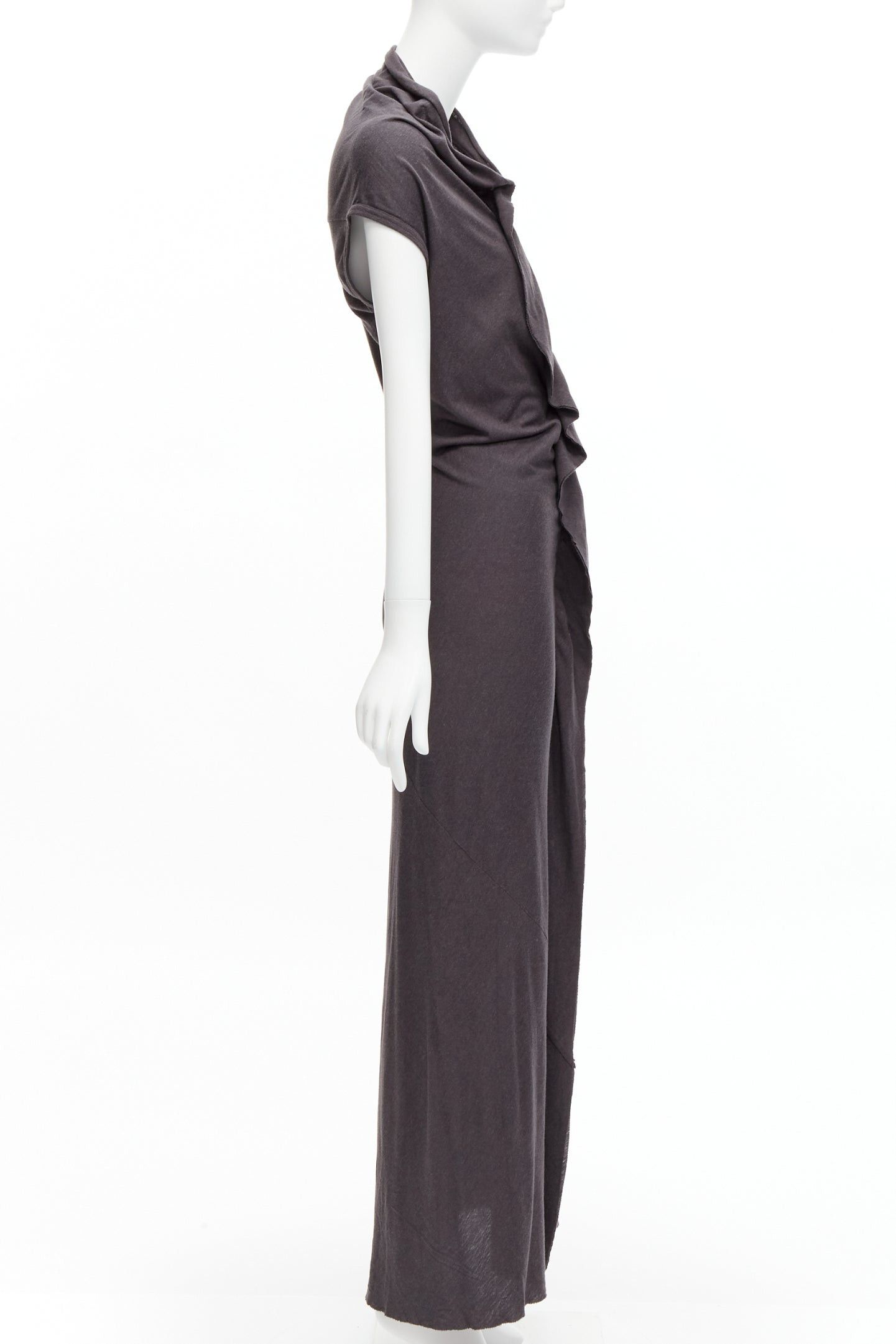 Comme des Garcons COMME DES GARCONS 1998 Vintage grey cowl neck flutter seam 3D cut midi dress S Size S / US 4 / IT 40 - 4 Thumbnail
