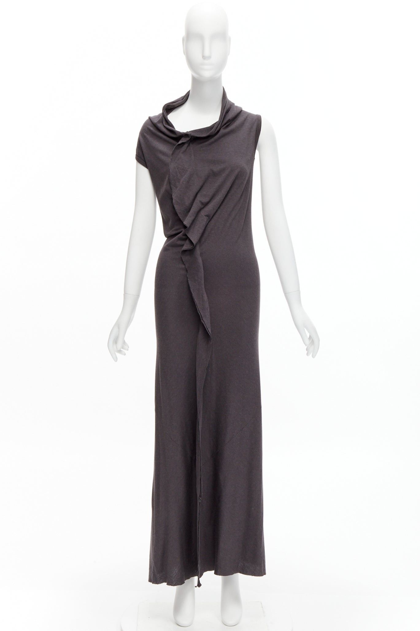 Comme des Garcons COMME DES GARCONS 1998 Vintage grey cowl neck flutter seam 3D cut midi dress S Size S / US 4 / IT 40 - 10 Thumbnail