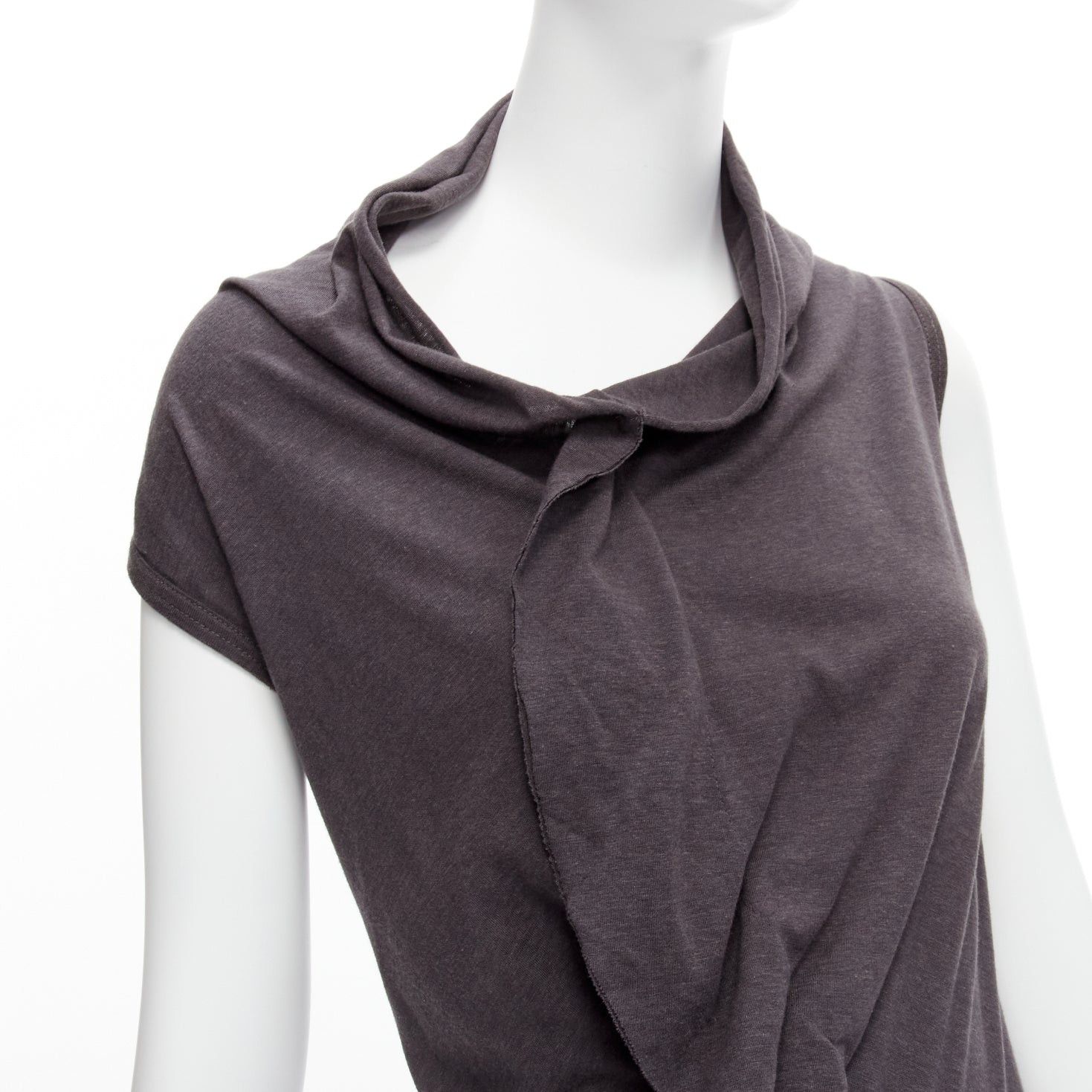 Comme des Garcons COMME DES GARCONS 1998 Vintage grey cowl neck flutter seam 3D cut midi dress S Size S / US 4 / IT 40 - 2 Thumbnail