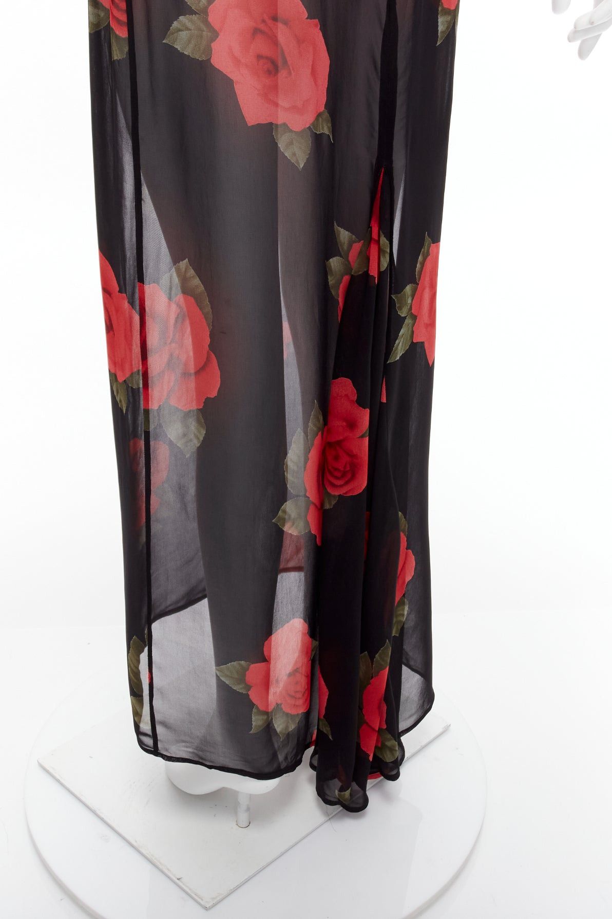 Dolce & Gabbana DOLCE GABBANA Vintage sheer red rose dress black cropped sweater vest set IT42 M Size M / US 6-8 / IT 42-44 - 8 Thumbnail