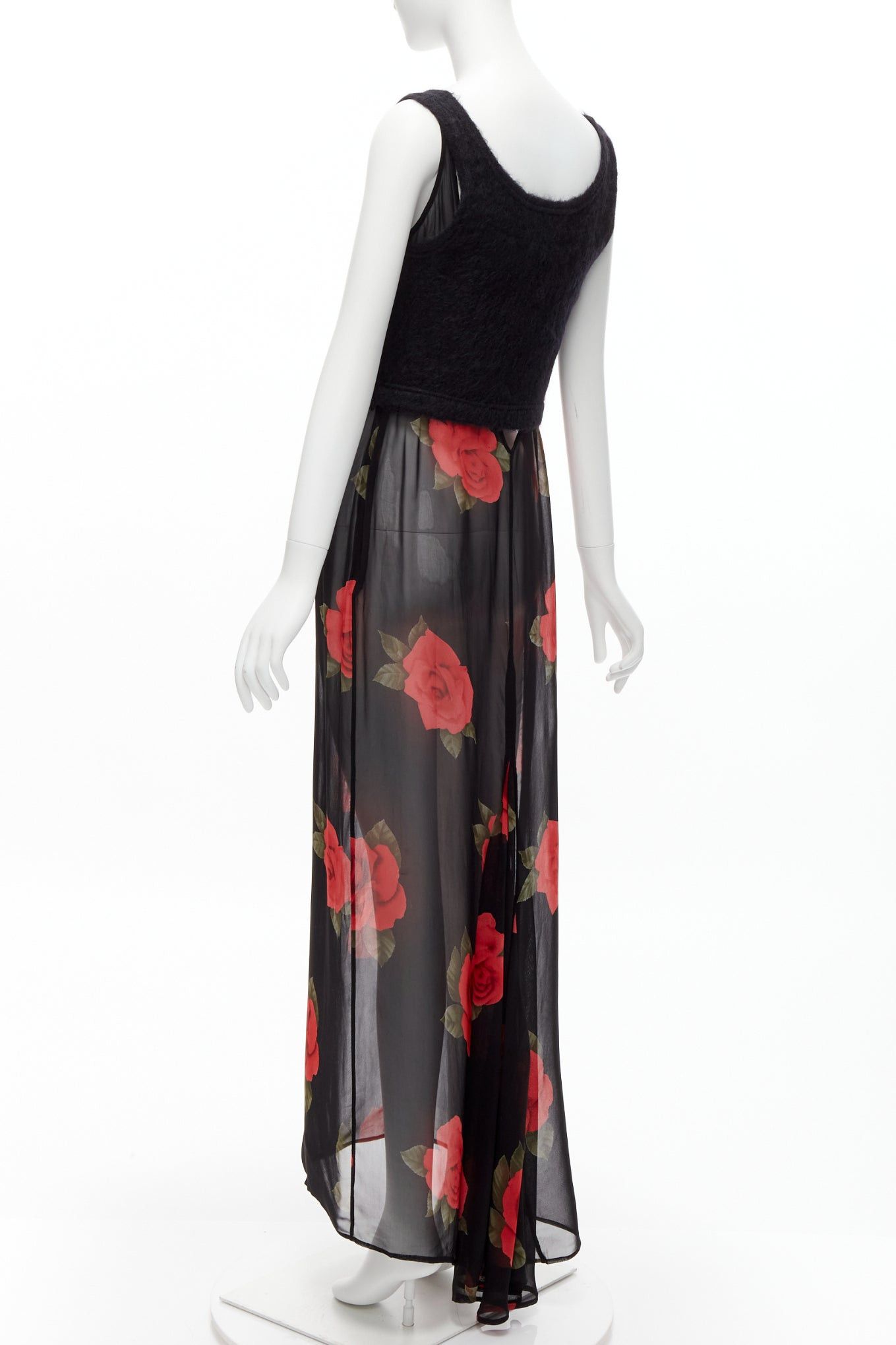 Dolce & Gabbana DOLCE GABBANA Vintage sheer red rose dress black cropped sweater vest set IT42 M Size M / US 6-8 / IT 42-44 - 6 Thumbnail