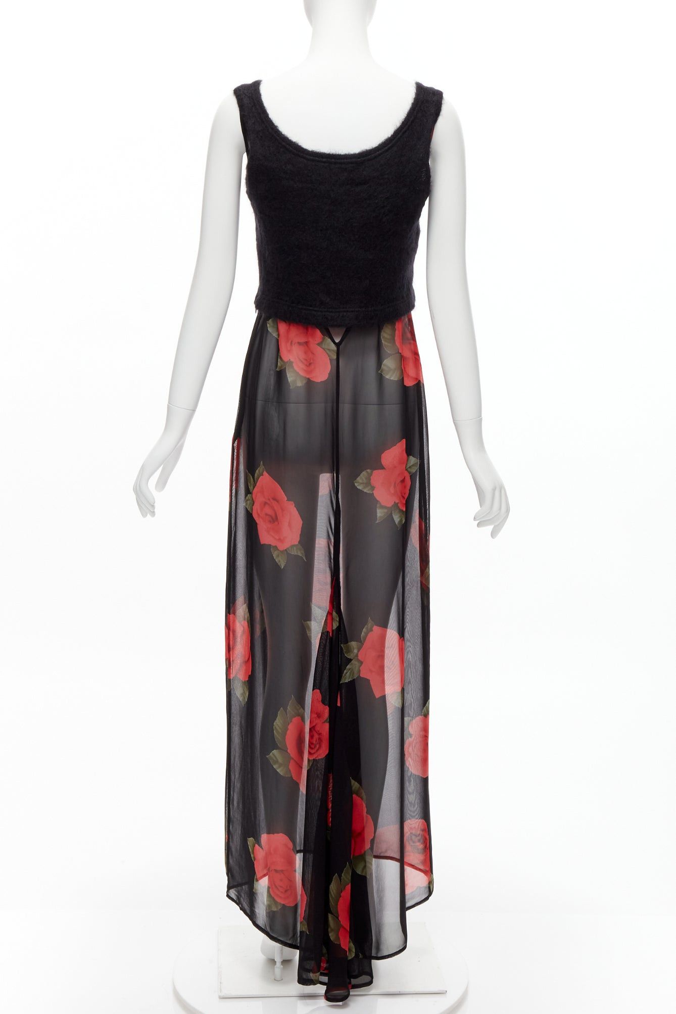 Dolce & Gabbana DOLCE GABBANA Vintage sheer red rose dress black cropped sweater vest set IT42 M Size M / US 6-8 / IT 42-44 - 5 Thumbnail