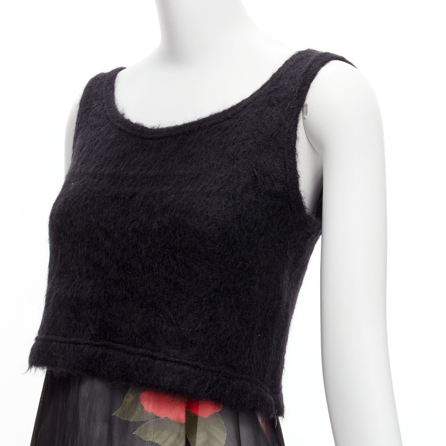 Dolce & Gabbana DOLCE GABBANA Vintage sheer red rose dress black cropped sweater vest set IT42 M Size M / US 6-8 / IT 42-44 - 2 Thumbnail