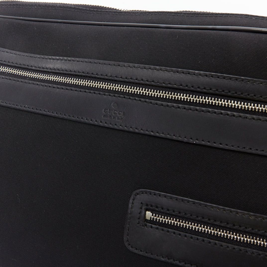 Gucci GUCCI VINTAGE black nylon leather trim crossbody messenger laptop bag Size ONE SIZE - 6 Thumbnail