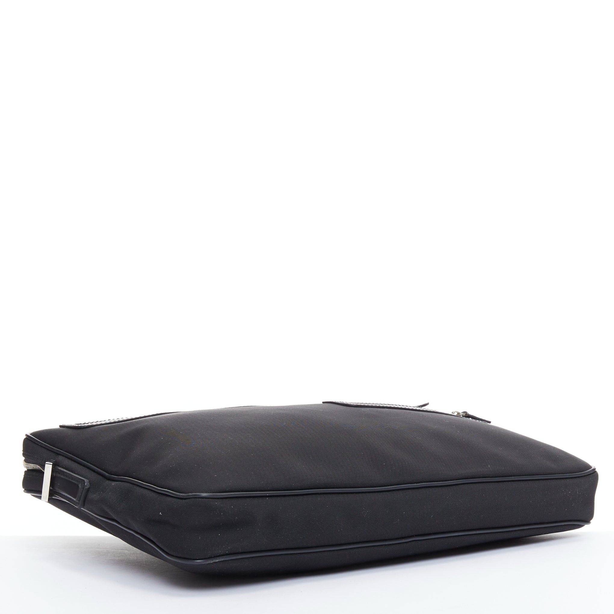 Gucci GUCCI VINTAGE black nylon leather trim crossbody messenger laptop bag Size ONE SIZE - 5 Thumbnail