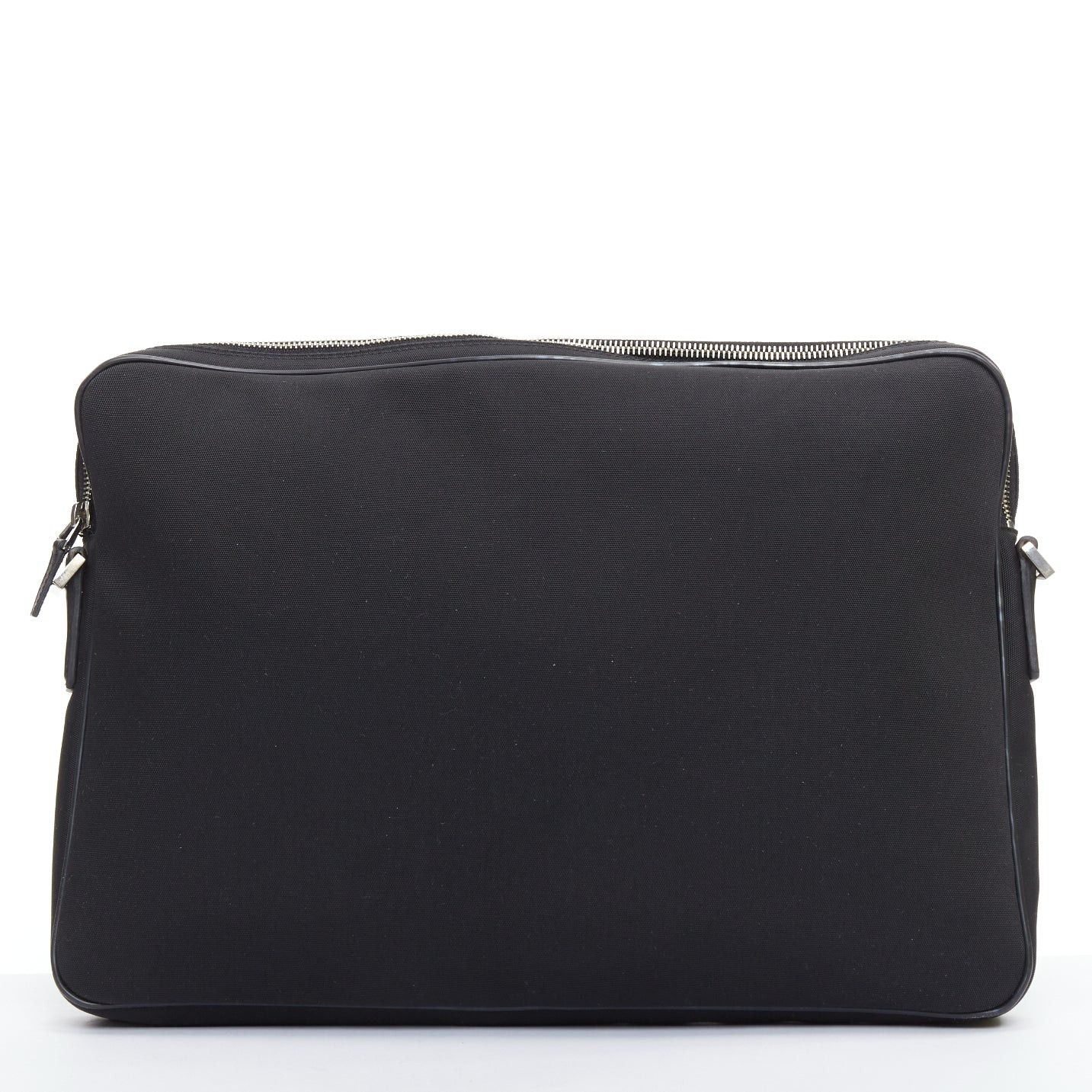 Gucci GUCCI VINTAGE black nylon leather trim crossbody messenger laptop bag Size ONE SIZE - 4 Thumbnail