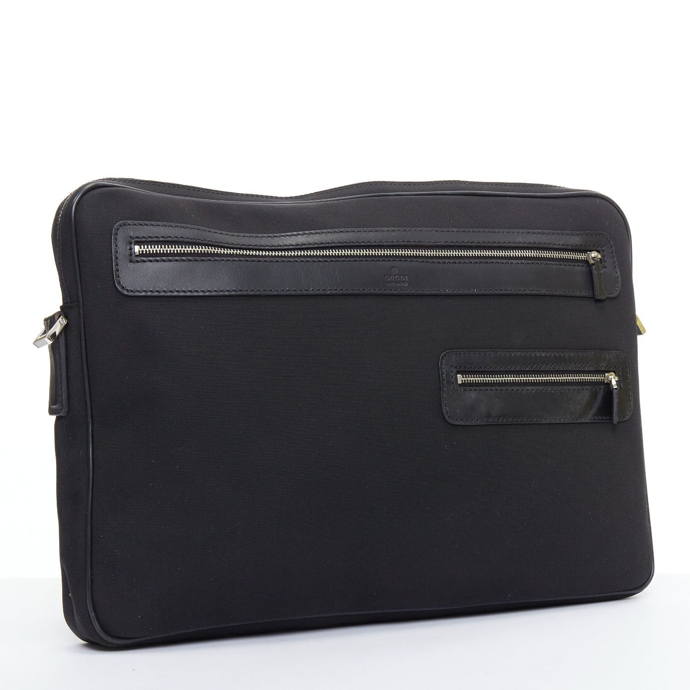 Gucci GUCCI VINTAGE black nylon leather trim crossbody messenger laptop bag Size ONE SIZE - 3 Thumbnail