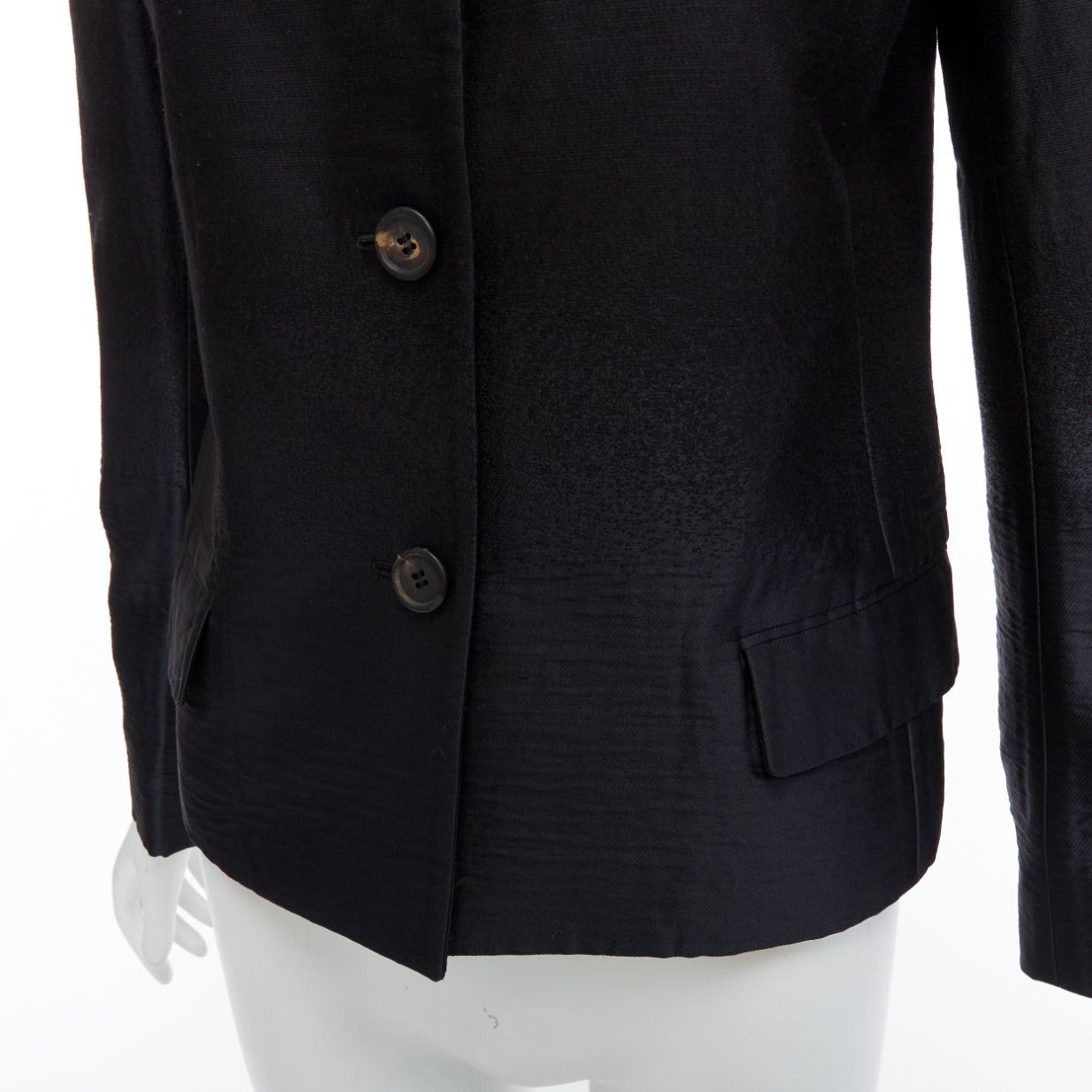 Prada PRADA 2007 Vintage black wool degrade fabric blazer jacket IT38 XS Size XS / US 0-2 / IT 36-38 - 2 Thumbnail