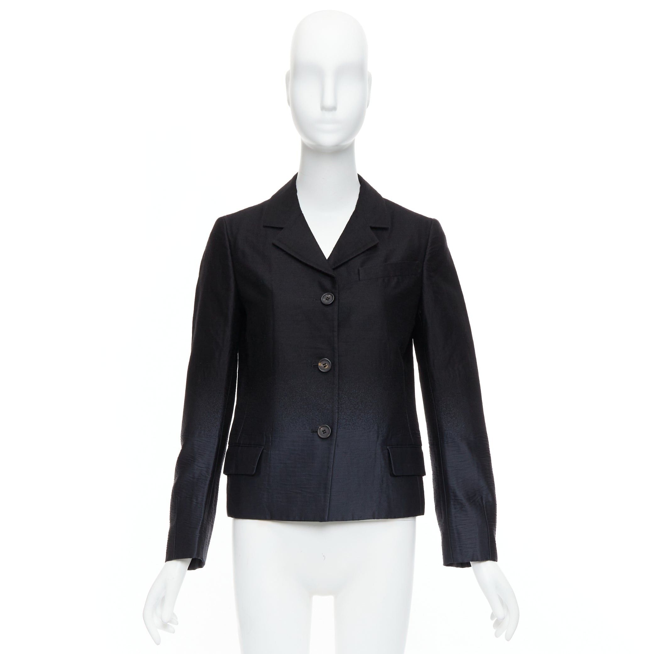Prada PRADA 2007 Vintage black wool degrade fabric blazer jacket IT38 XS Size XS / US 0-2 / IT 36-38 - 10 Thumbnail