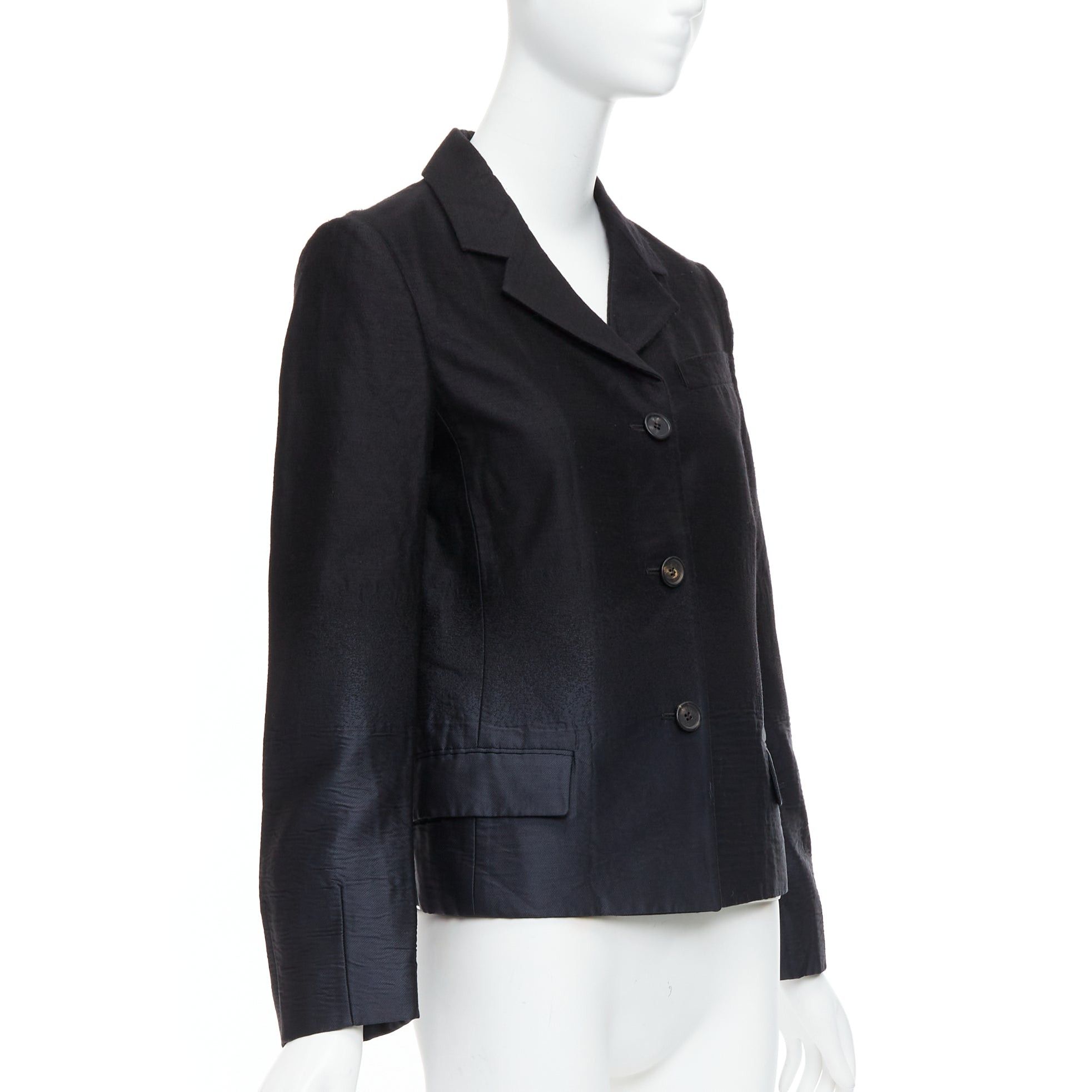 Prada PRADA 2007 Vintage black wool degrade fabric blazer jacket IT38 XS Size XS / US 0-2 / IT 36-38 - 3 Thumbnail