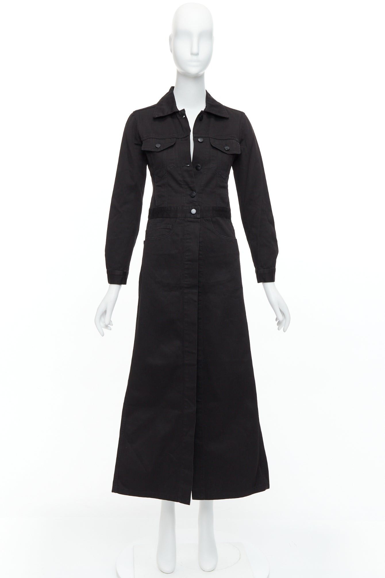 Maison Margiela MAISON MARGIELA Line 6 Vintage black cotton carpenter midi dress IT38 XS Size M / US 6-8 / IT 42-44 - 10 Thumbnail