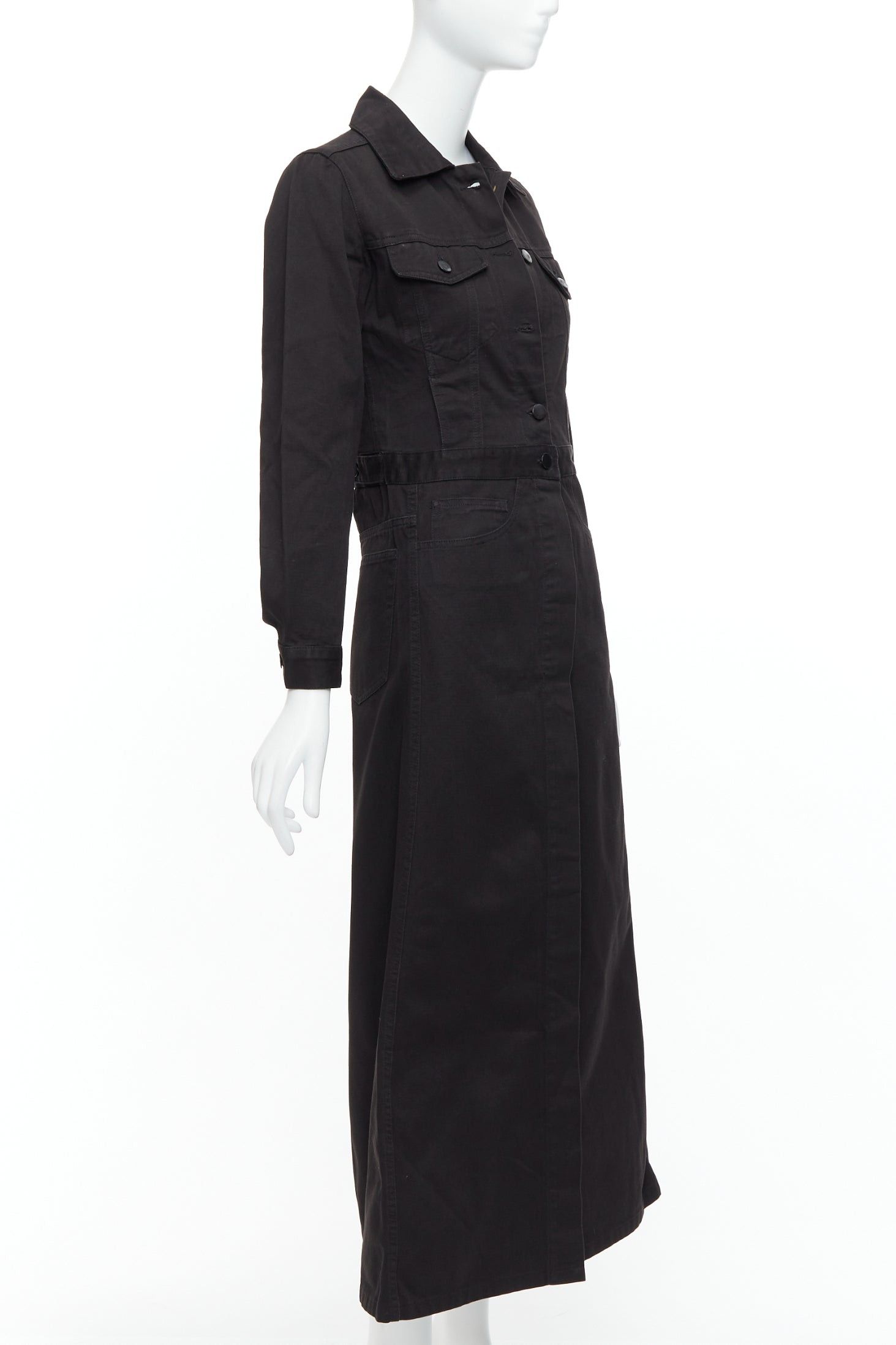 Maison Margiela MAISON MARGIELA Line 6 Vintage black cotton carpenter midi dress IT38 XS Size M / US 6-8 / IT 42-44 - 3 Thumbnail
