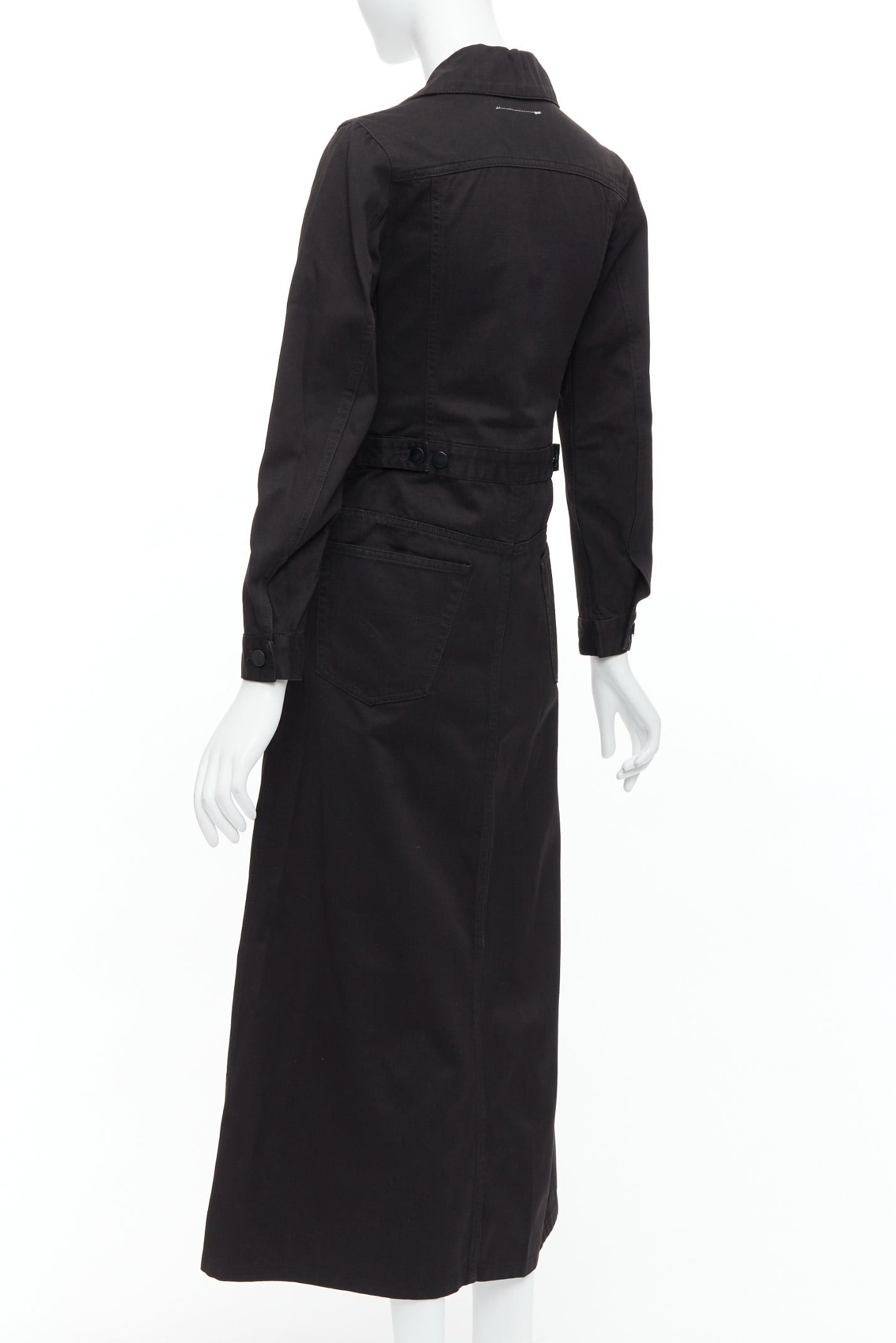 Maison Margiela MAISON MARGIELA Line 6 Vintage black cotton carpenter midi dress IT38 XS Size M / US 6-8 / IT 42-44 - 6 Thumbnail