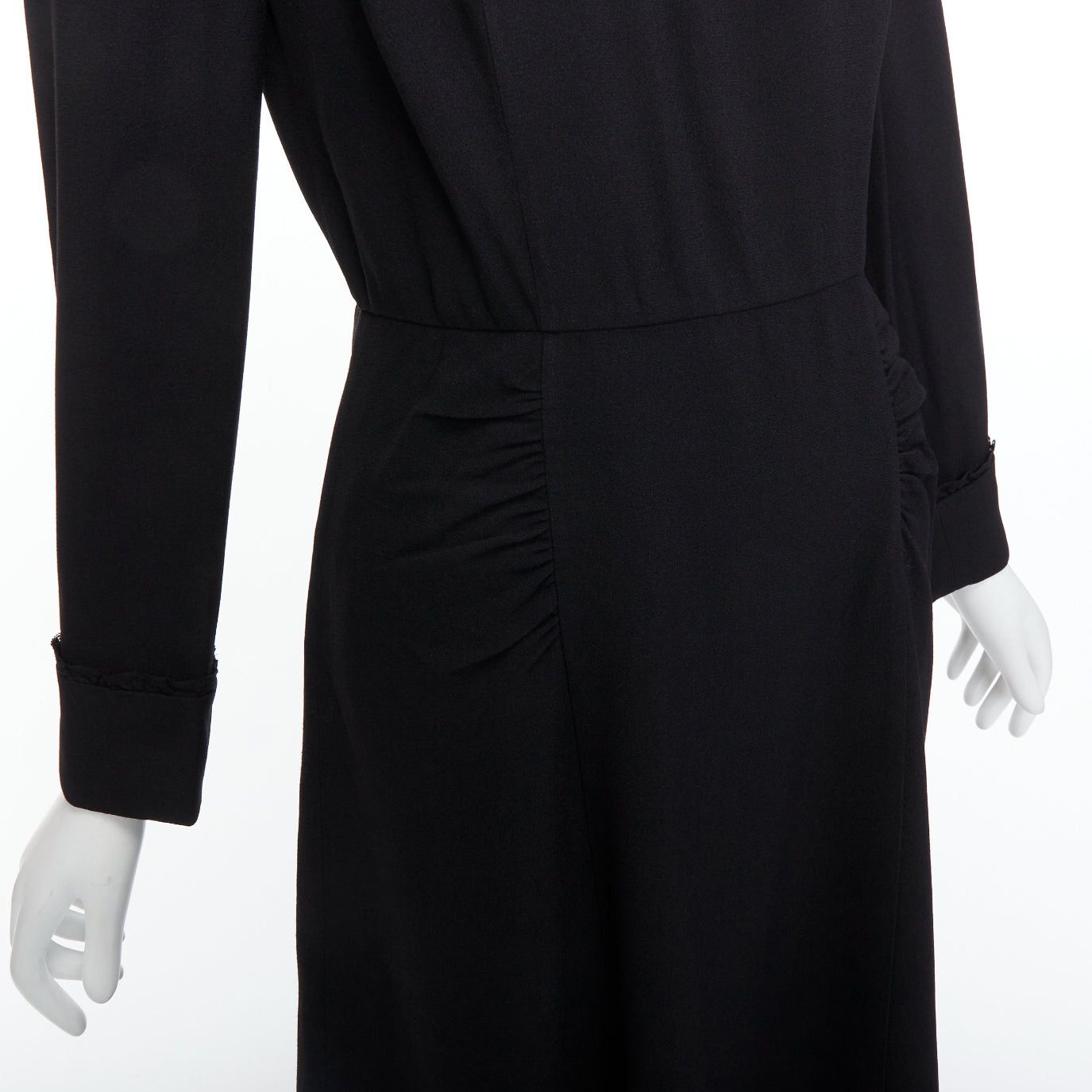 Prada PRADA 2016 black sheer lace applique pleated sides fit flare dress IT40 S Size S / US 4 / IT 40 - 7 Thumbnail