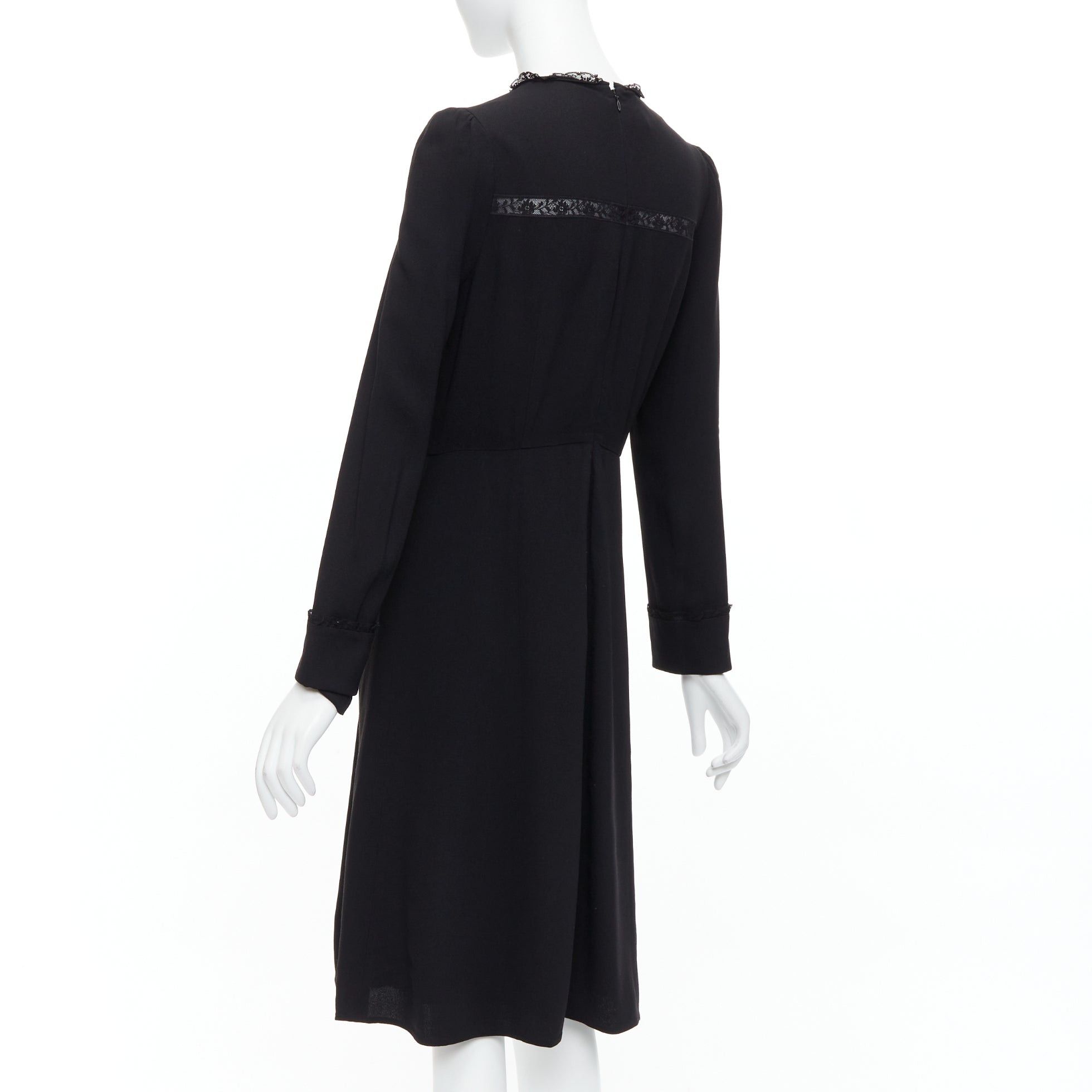 Prada PRADA 2016 black sheer lace applique pleated sides fit flare dress IT40 S Size S / US 4 / IT 40 - 6 Thumbnail