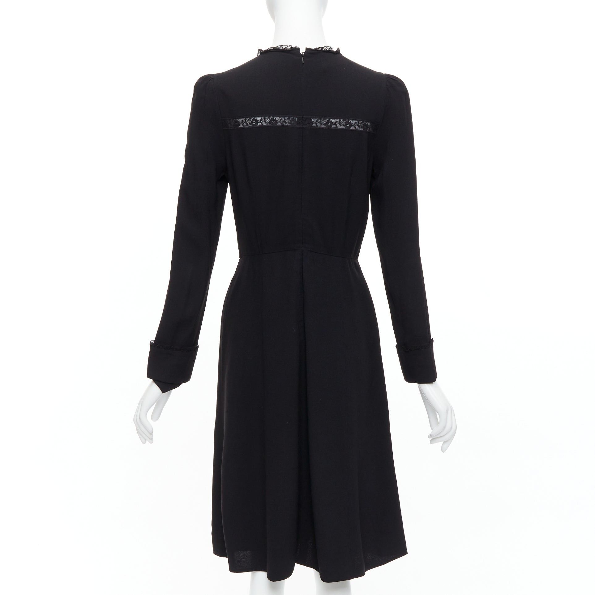 Prada PRADA 2016 black sheer lace applique pleated sides fit flare dress IT40 S Size S / US 4 / IT 40 - 5 Thumbnail