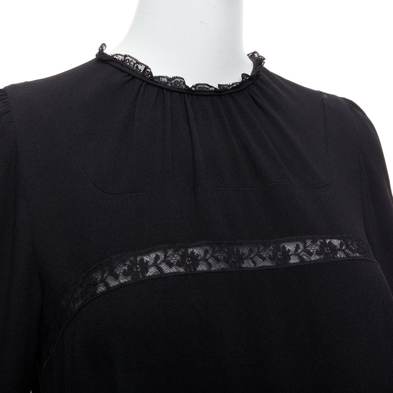 Prada PRADA 2016 black sheer lace applique pleated sides fit flare dress IT40 S Size S / US 4 / IT 40 - 2 Thumbnail