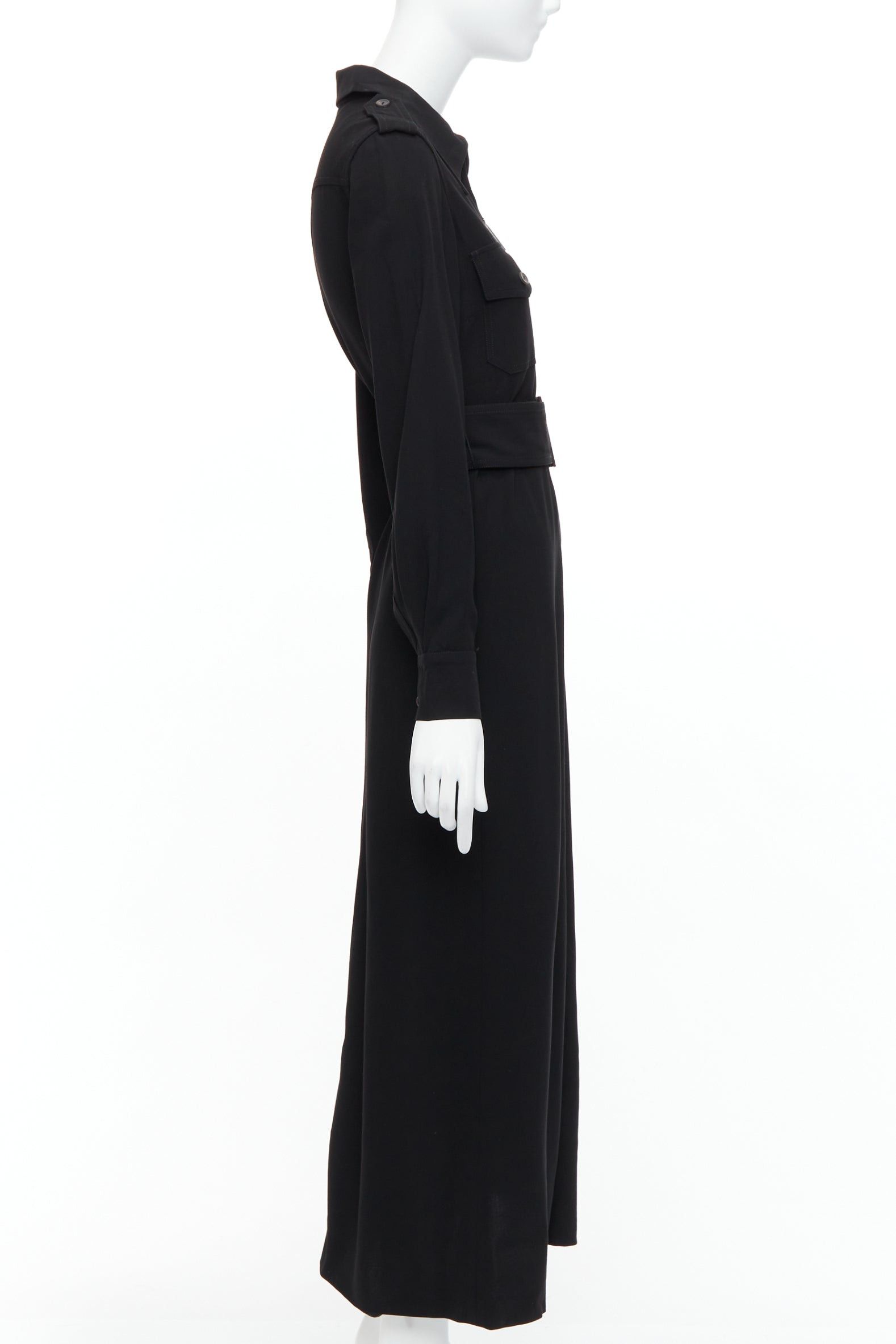 Gucci GUCCI Tom Ford 1996 black virgin wool belted military safari dress Size M / US 6-8 / IT 42-44 - 4 Thumbnail