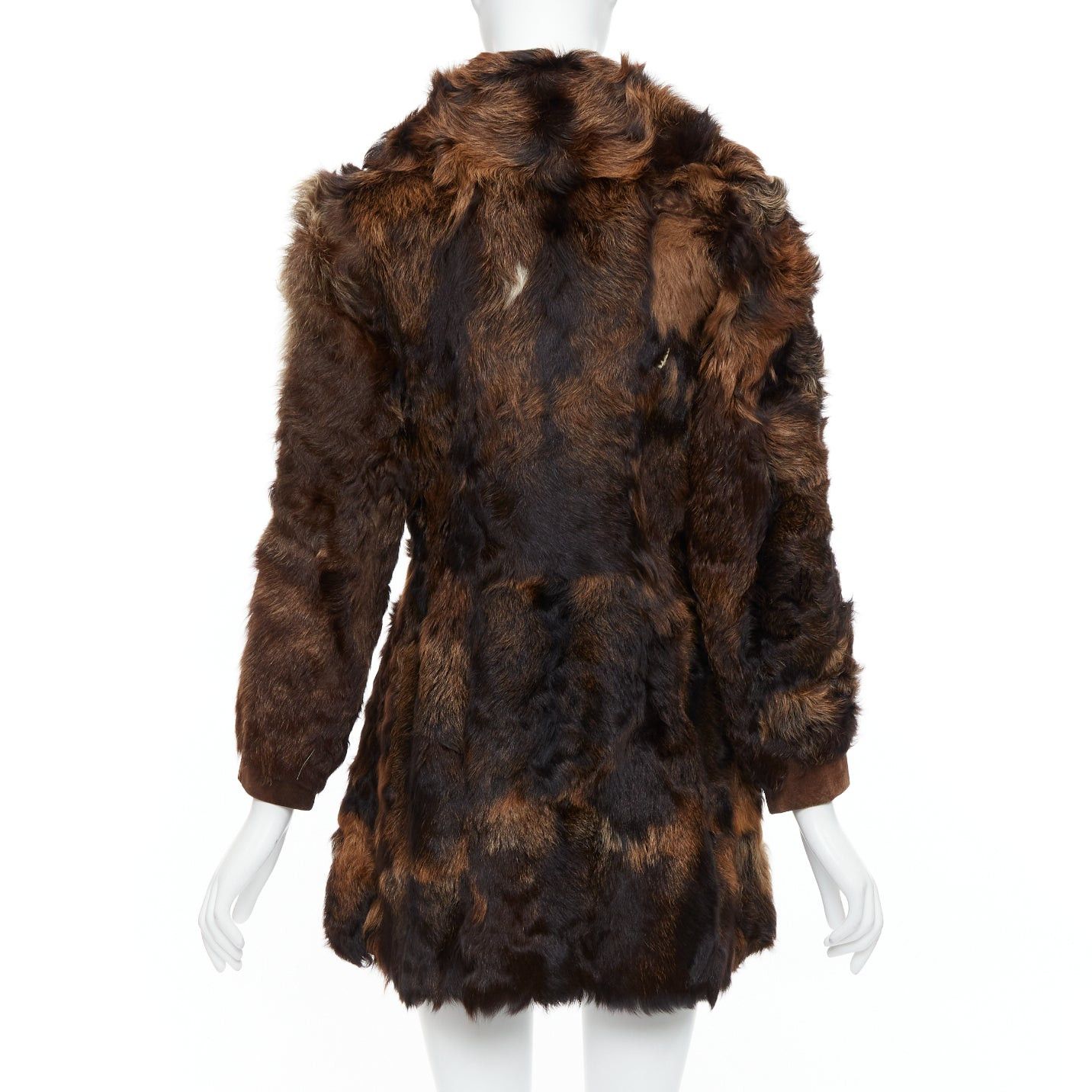 Other FRYLANE PARIS mixed texture brown genuine fur large button front leather coat Size M / US 6-8 / IT 42-44 - 6 Thumbnail