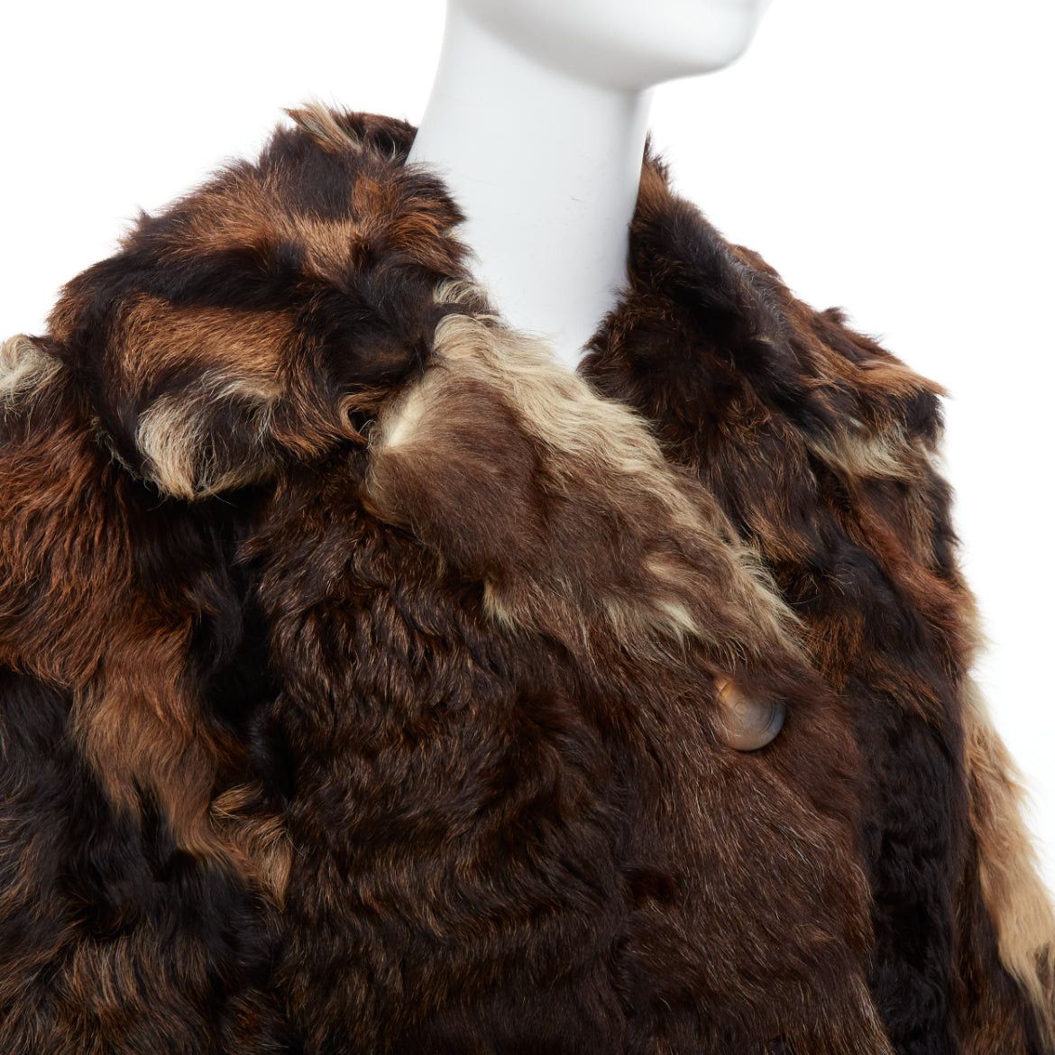 Other FRYLANE PARIS mixed texture brown genuine fur large button front leather coat Size M / US 6-8 / IT 42-44 - 8 Thumbnail