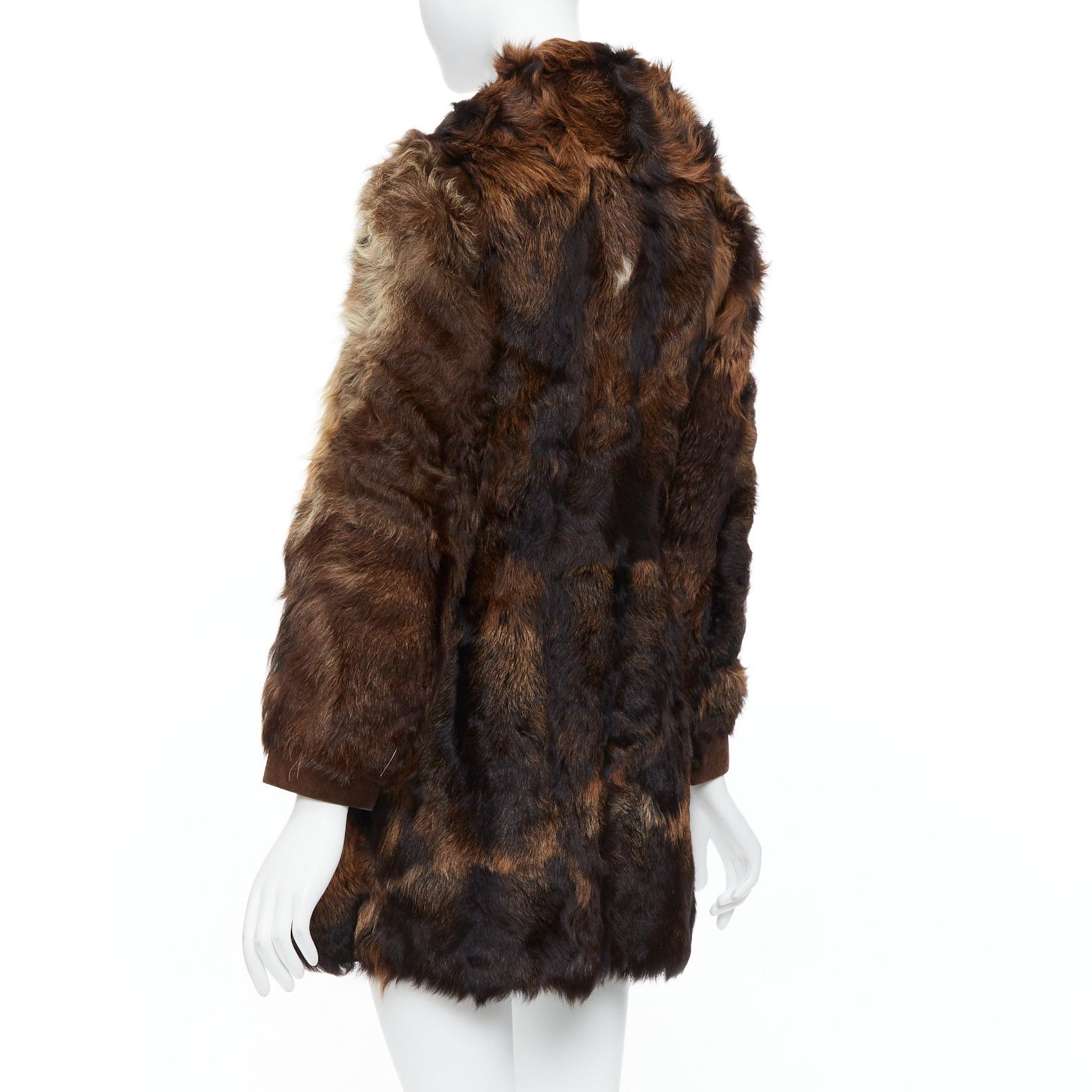 Other FRYLANE PARIS mixed texture brown genuine fur large button front leather coat Size M / US 6-8 / IT 42-44 - 7 Thumbnail