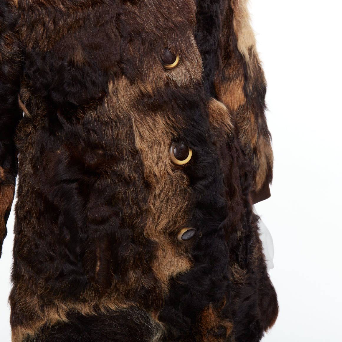 Other FRYLANE PARIS mixed texture brown genuine fur large button front leather coat Size M / US 6-8 / IT 42-44 - 2 Thumbnail