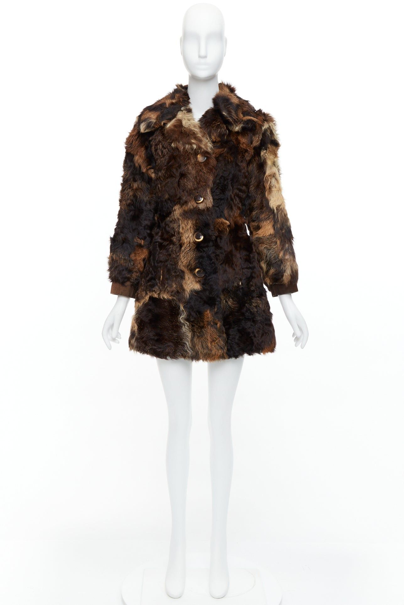 Other FRYLANE PARIS mixed texture brown genuine fur large button front leather coat Size M / US 6-8 / IT 42-44 - 10 Thumbnail
