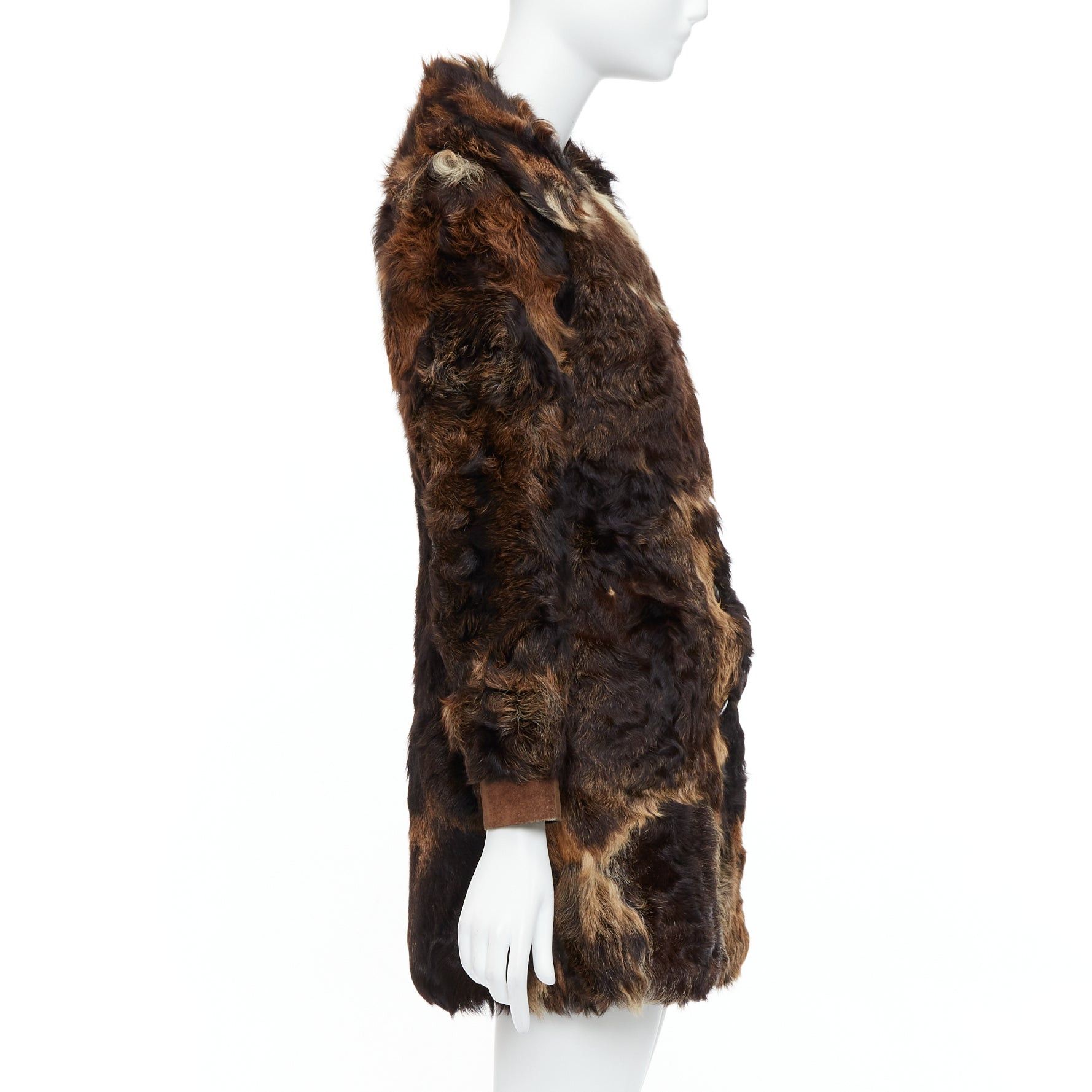 Other FRYLANE PARIS mixed texture brown genuine fur large button front leather coat Size M / US 6-8 / IT 42-44 - 5 Thumbnail