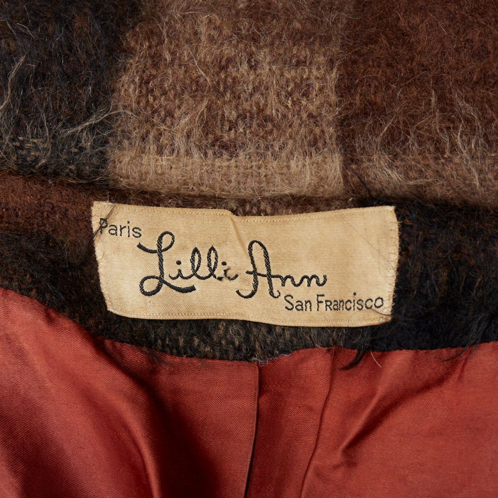 Other LILLI ANN Vintage brown checked mohair wide sleeve long overcoat Size M / US 6-8 / IT 42-44 - 8 Thumbnail
