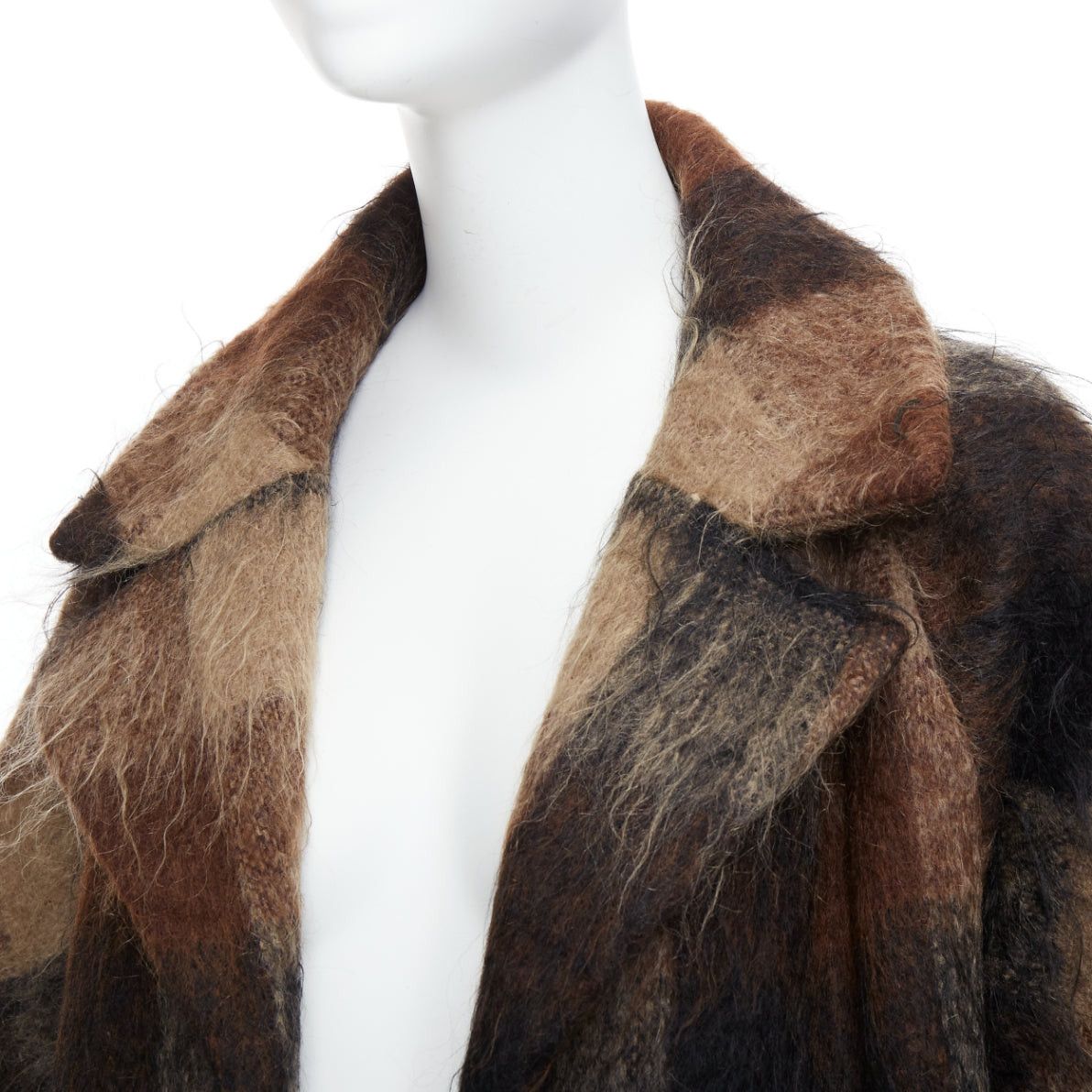 Other LILLI ANN Vintage brown checked mohair wide sleeve long overcoat Size M / US 6-8 / IT 42-44 - 2 Thumbnail