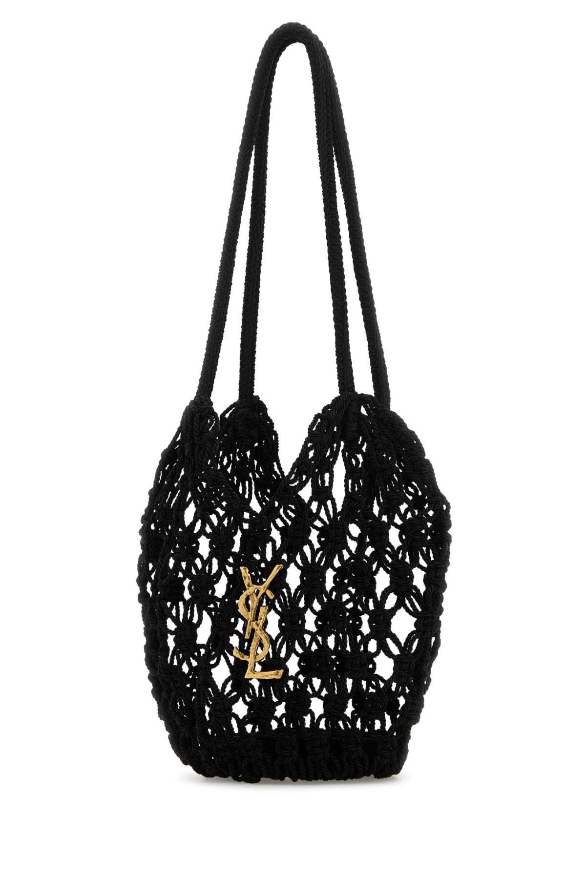 Saint Laurent Paris Black Crochet Bucket Bag Size ONE SIZE - 2 Thumbnail