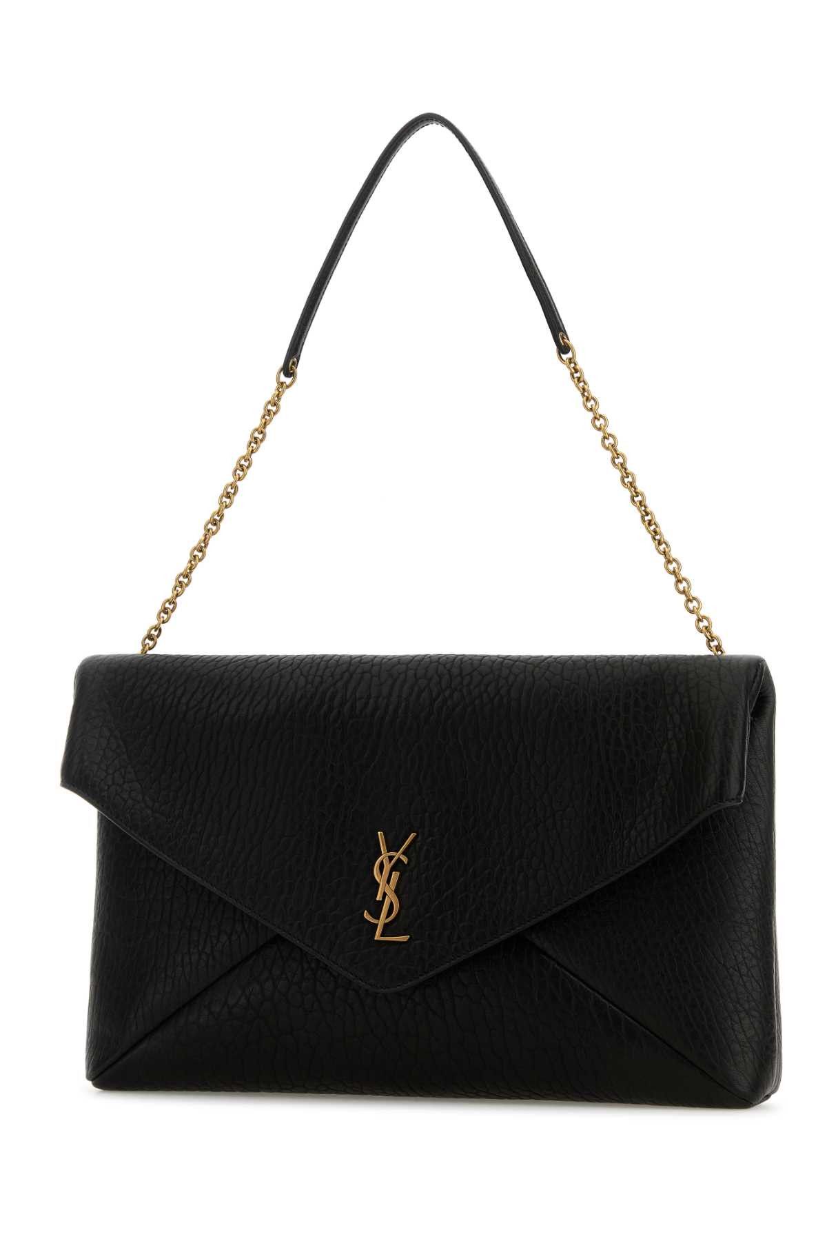 Saint Laurent Paris Black Leather Envelope Cassandre Xxl Shoulder Bag Size ONE SIZE - 2 Thumbnail