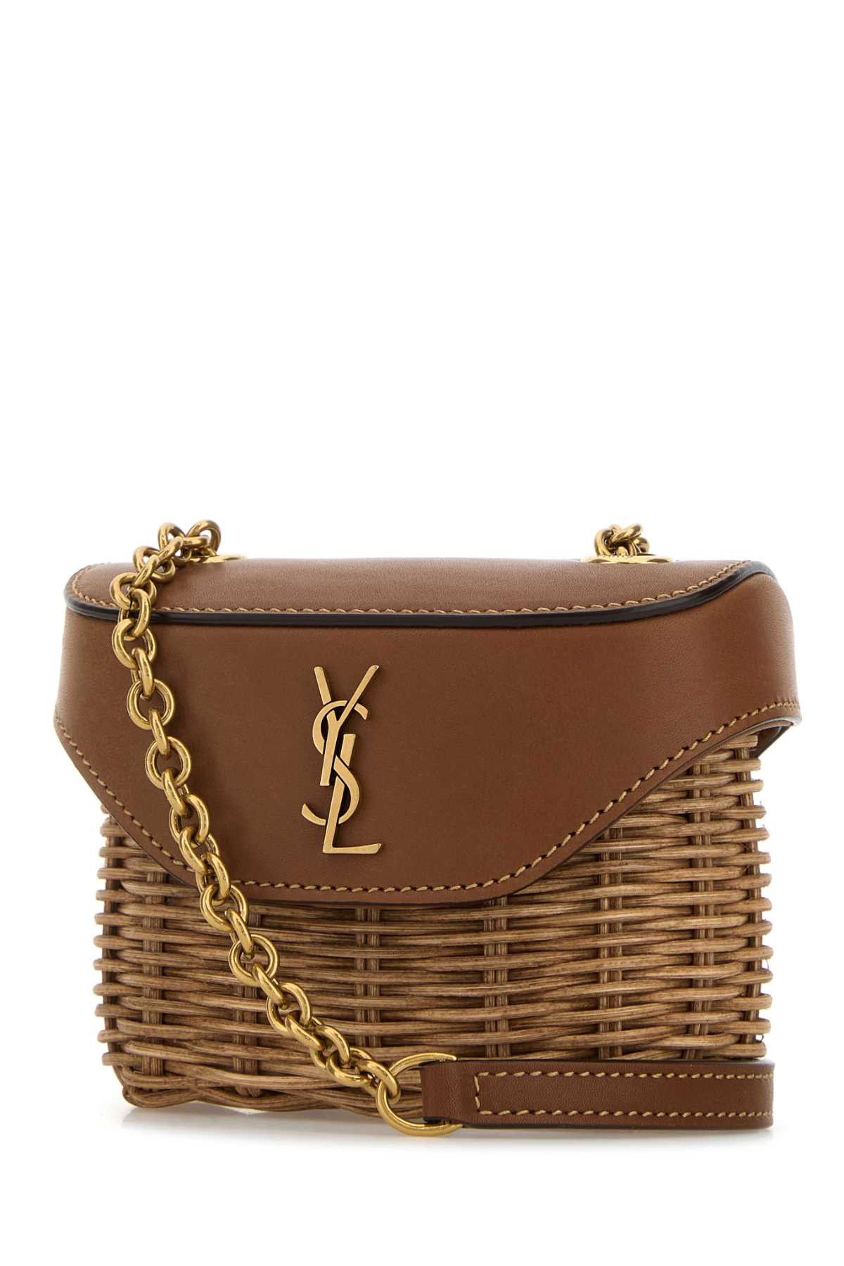 Saint Laurent Paris Two-Tone Wicker And Leather Mini Box June Crossbod Size ONE SIZE - 2 Thumbnail
