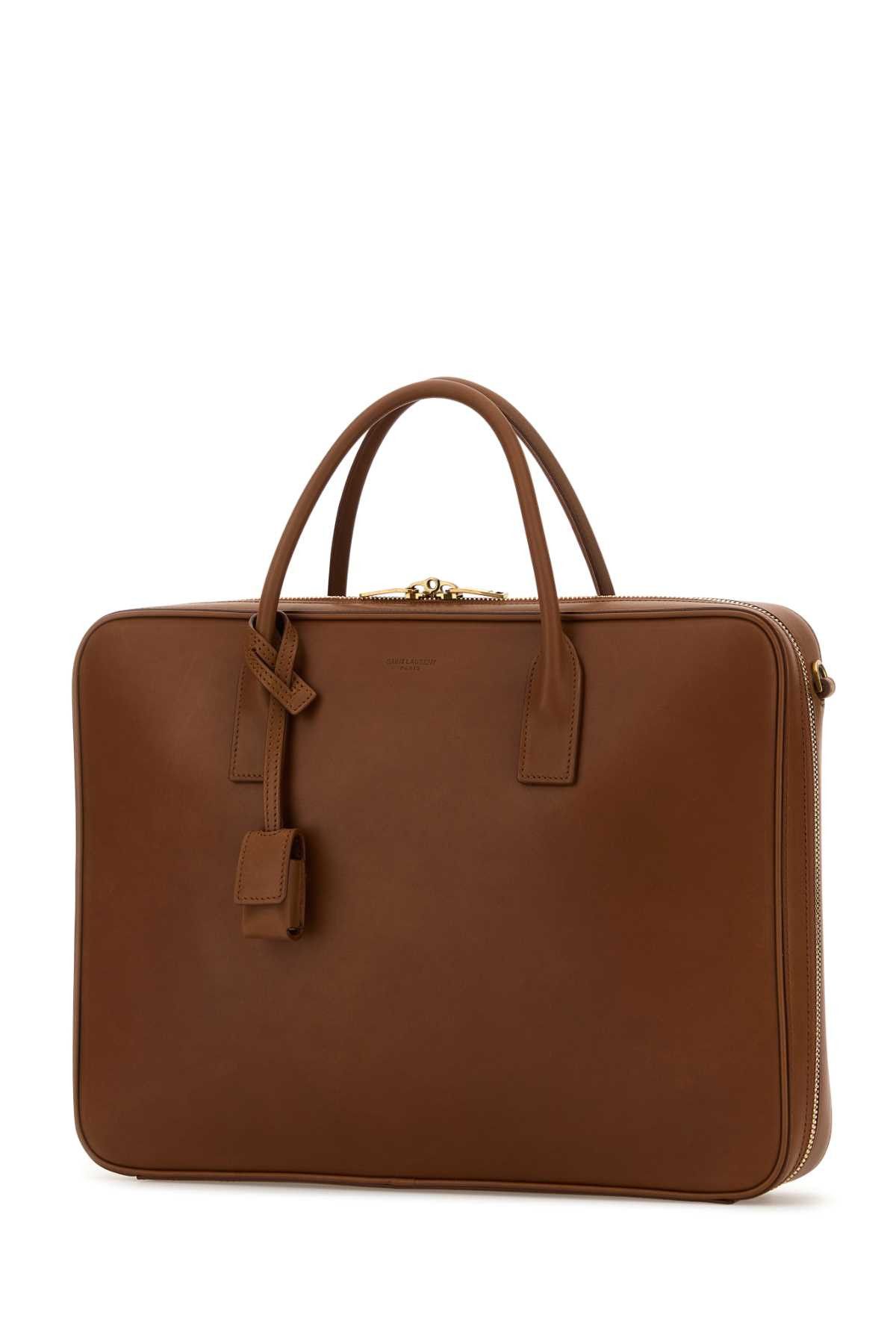 Saint Laurent Paris Caramel Leather Briefcase Size ONE SIZE - 2 Thumbnail