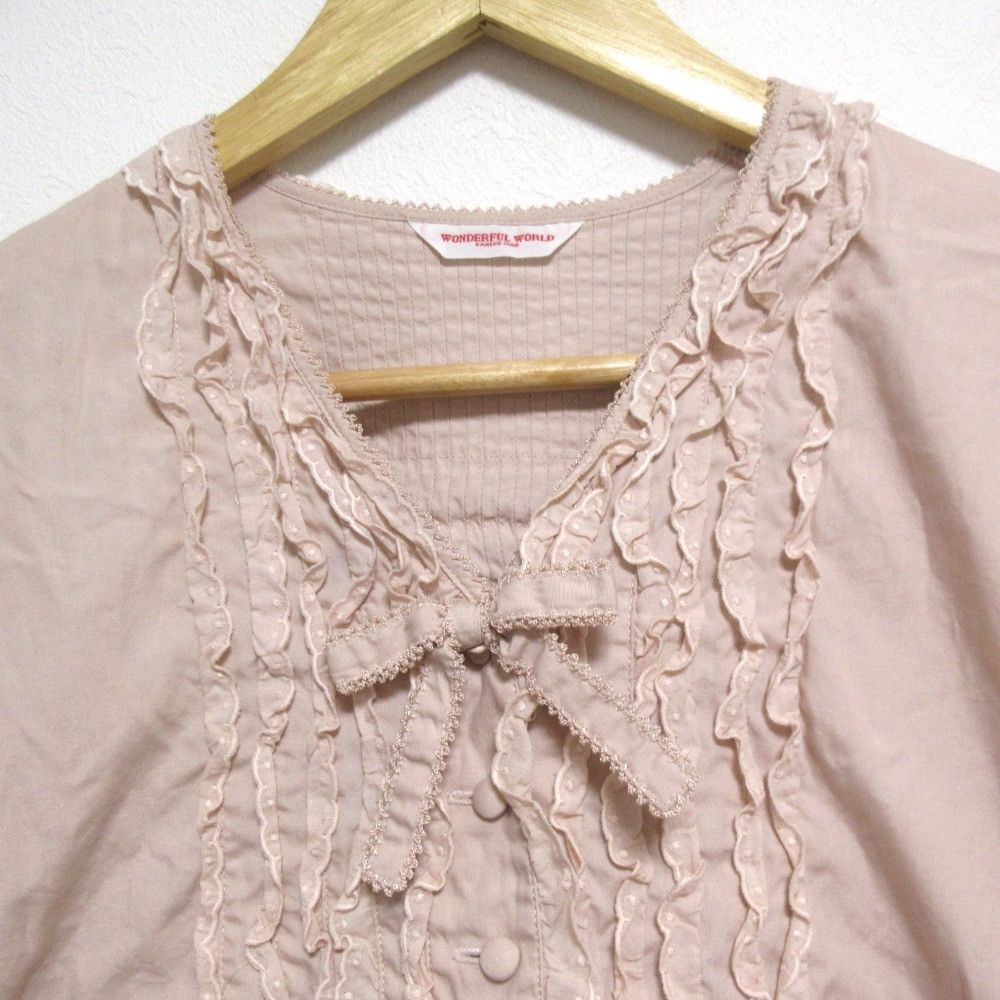 Other Other WONDERFUL WORLD Lace Frill Short Sleeve Blouse Cotton Tops DUTY FREE for USA Size ONE SIZE - 4 Thumbnail