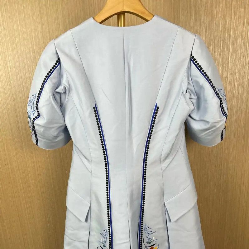 Dior Dior Light Blue Silk Mid-Length Trench Coat 0089 Size L / US 10 / IT 46 - 2 Thumbnail