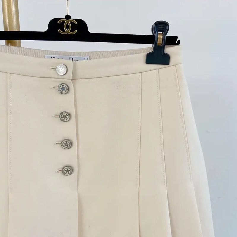 Dior Dior Summer Beige Wool Mini Skirt 0089 Size 30" / US 8 / IT 44 - 3 Thumbnail