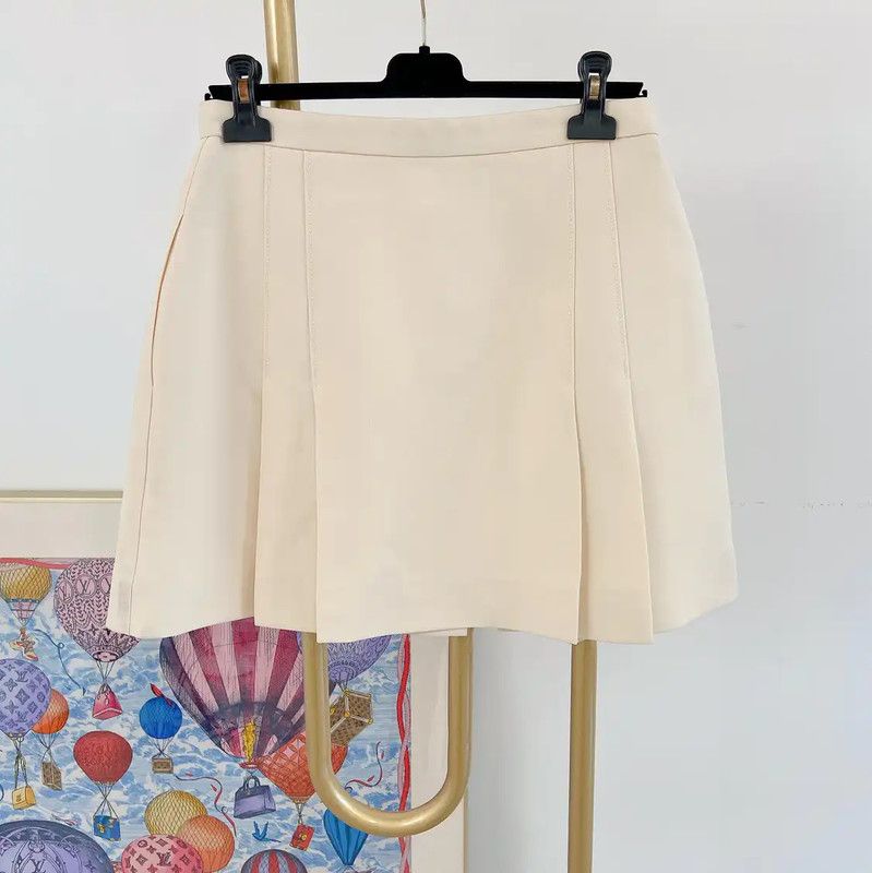 Dior Dior Summer Beige Wool Mini Skirt 0089 Size 30" / US 8 / IT 44 - 2 Thumbnail