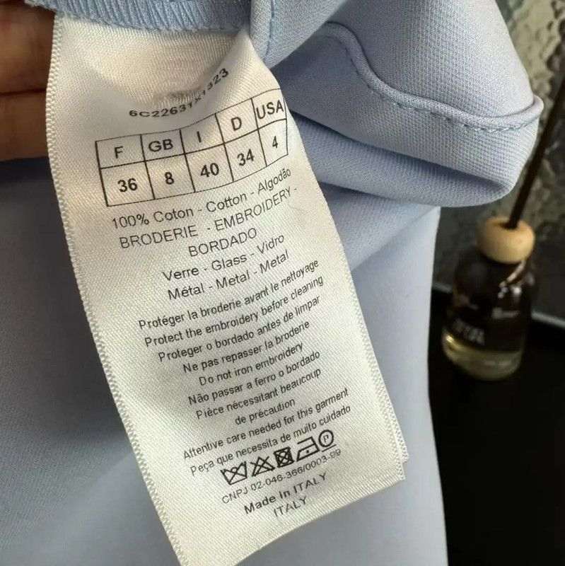 Dior Dior Light Blue Cotton Dress for Women 0089 Size S / US 4 / IT 40 - 7 Thumbnail