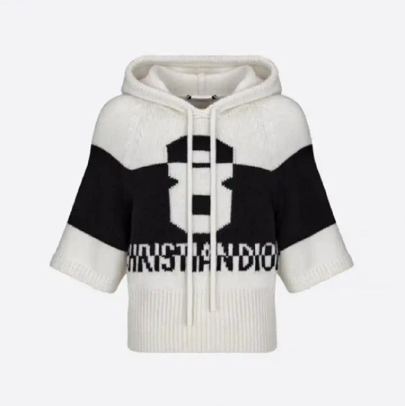 Dior Dior White Wool Hoodie for Women 0089 Size L / US 10 / IT 46 - 3 Thumbnail