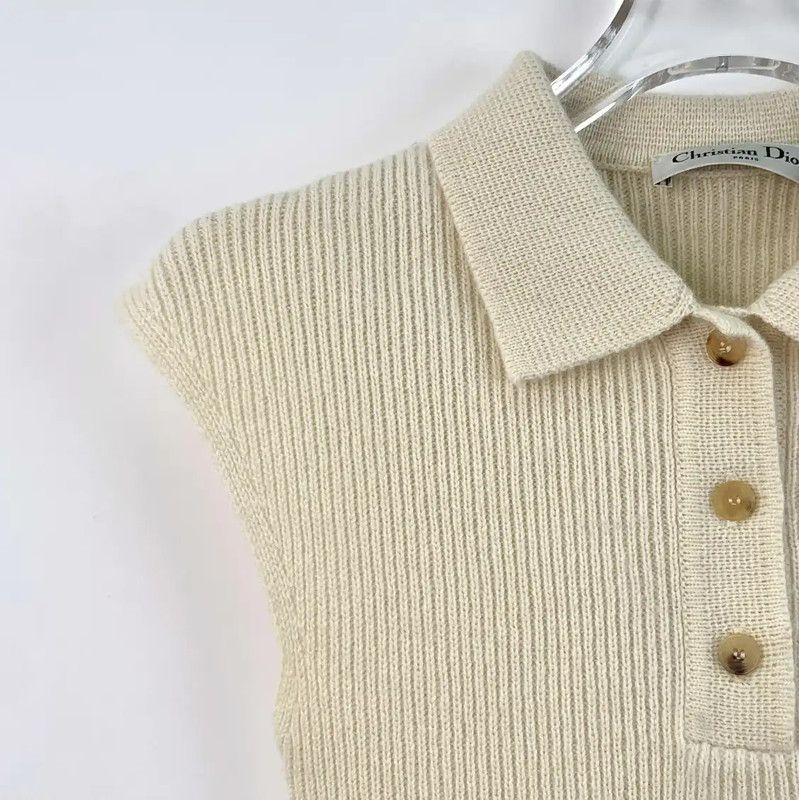 Dior Dior Beige Cashmere Sleeveless Sweater 0089 Size XXS / US 00 / IT 34 - 3 Thumbnail