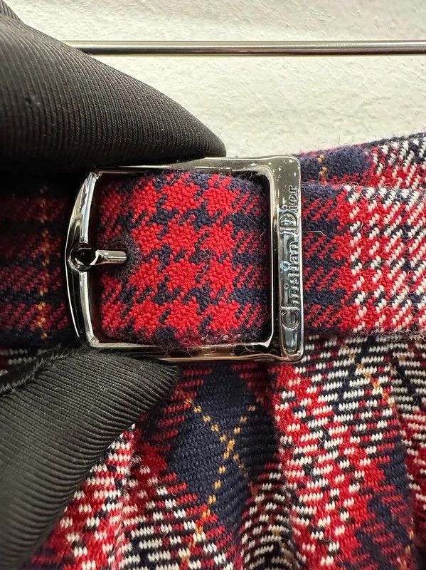 Dior Dior Wool Midi Skirt in Burgundy Plaid 0089 Size 23" - 4 Thumbnail