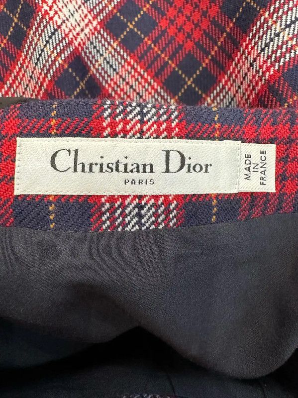 Dior Dior Wool Midi Skirt in Burgundy Plaid 0089 Size 23" - 5 Thumbnail