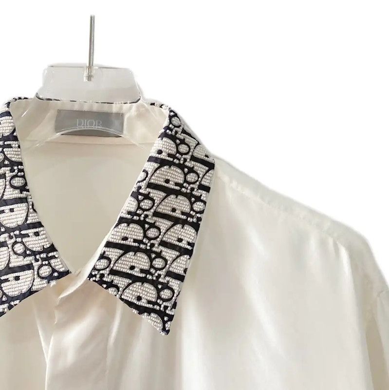 Dior Dior Beige Silk Women's Shirt 0089 Size M / US 6-8 / IT 42-44 - 4 Thumbnail