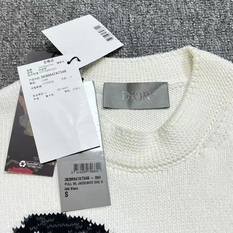 Dior Dior White Cotton Graphic Long Sleeve Sweater 0089 Size S / US 4 / IT 40 - 3 Thumbnail