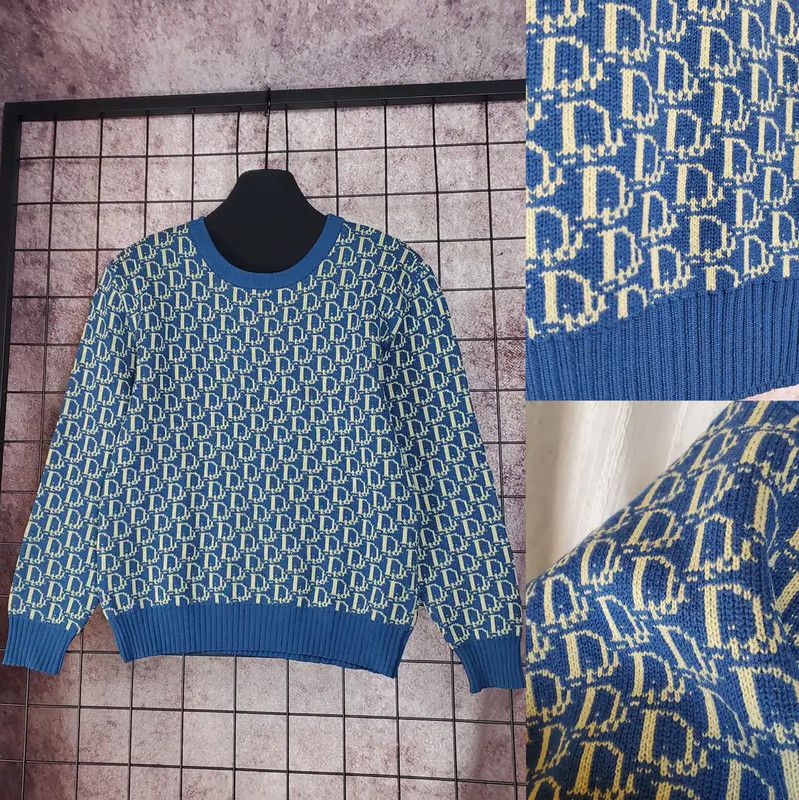 Dior Dior Blue Wool Logo Knit Sweater for Women 0089 Size L / US 10 / IT 46 - 3 Thumbnail
