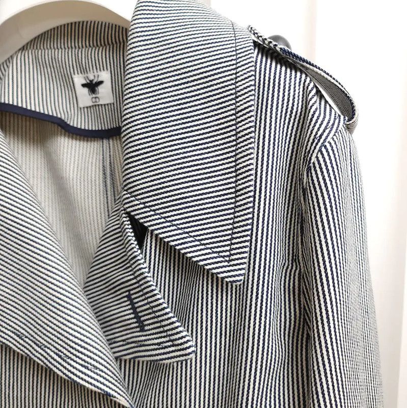 Dior Dior Black Striped Cotton Mid-Length Trench Coat 0089 Size XL / US 12-14 / IT 48-50 - 10 Thumbnail