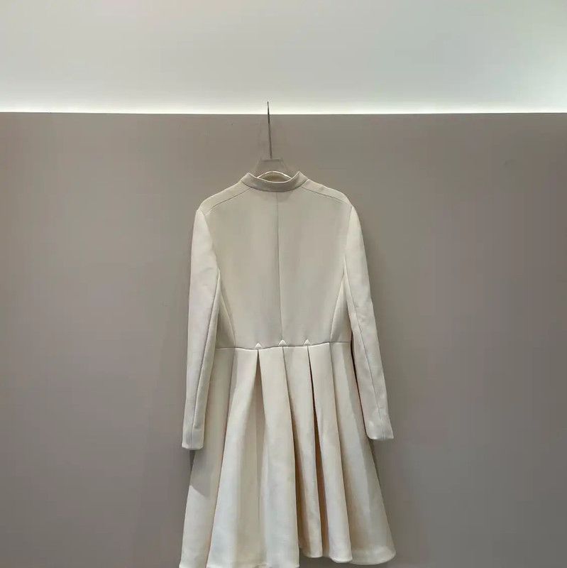 Dior Dior White Wool Women's Dress 0089 Size M / US 6-8 / IT 42-44 - 3 Thumbnail